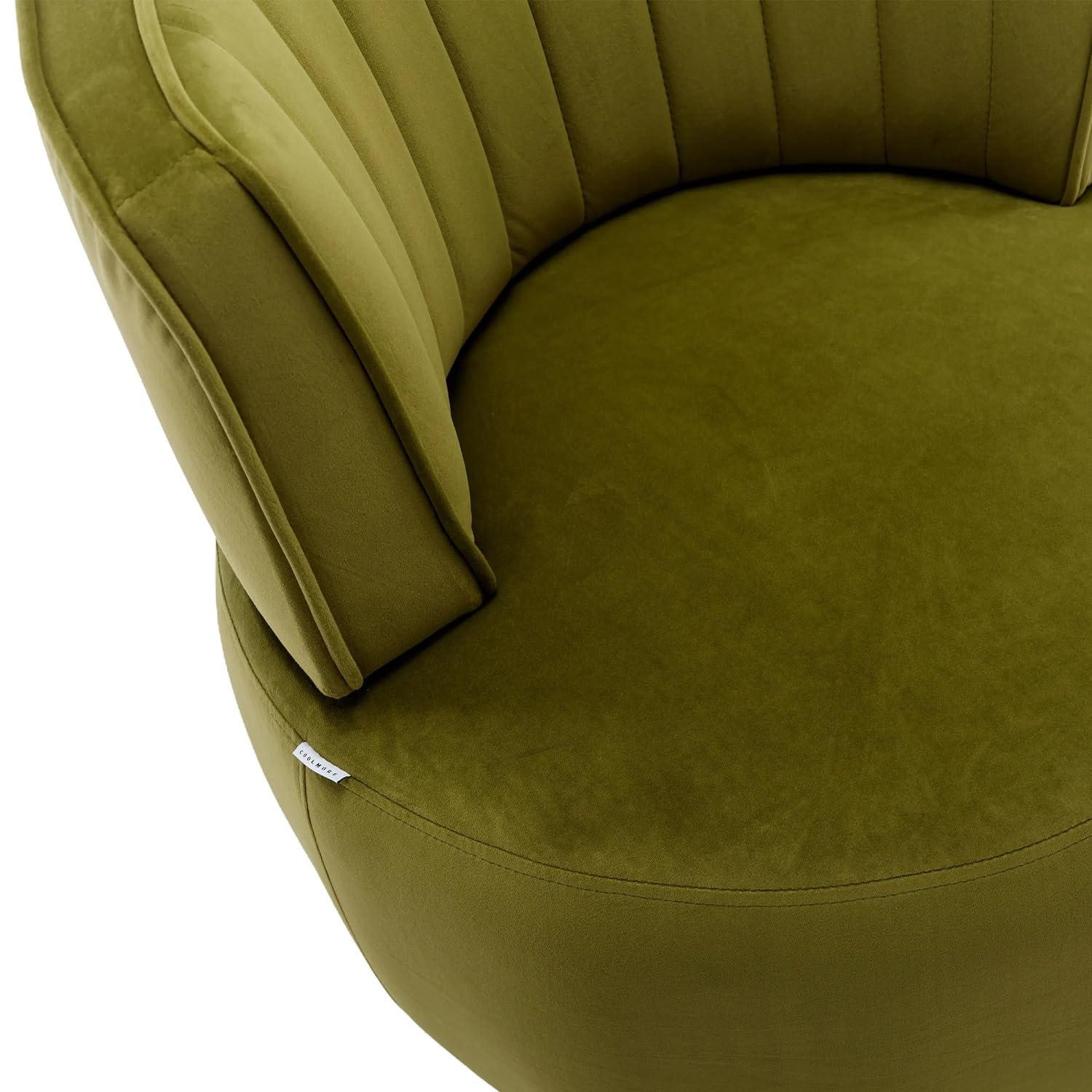 Velvet Swivel Cuddle Barrel Accent Chair - 360 Degree Rotating Upholstered Armchair with Fluffy Fabric, Small Leisure Sofa for Living Room, Bedroom, Office & Waiting Room - Perfect for Reading Nooks, Cozy Corners & Small Spaces (Olive)