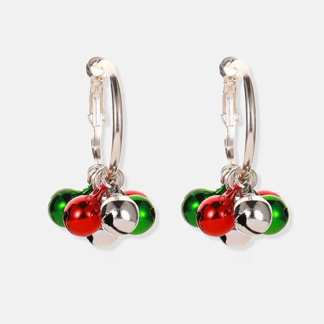 Festive Red Bow Snowflakes Jingle Bell Earrings for Christmas | Holiday Party Jewelry Gift for Women | Perfect for Xmas Celebrations & Winter Gatherings