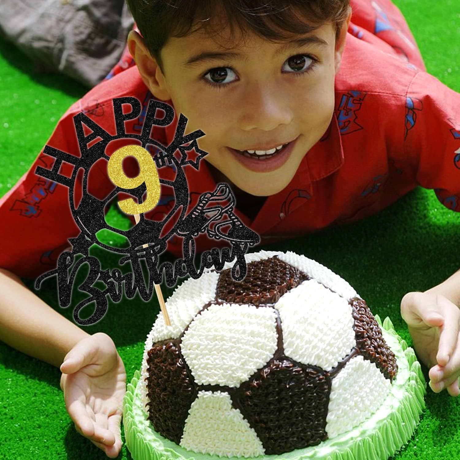 9th Birthday Cake Topper - Soccer Theme Party Decorations for Boys & Girls | Football Player Cake Topper for 9 Year Old Birthday Party | Perfect for Soccer-Themed Birthday Cakes, Cupcakes & Party Decor