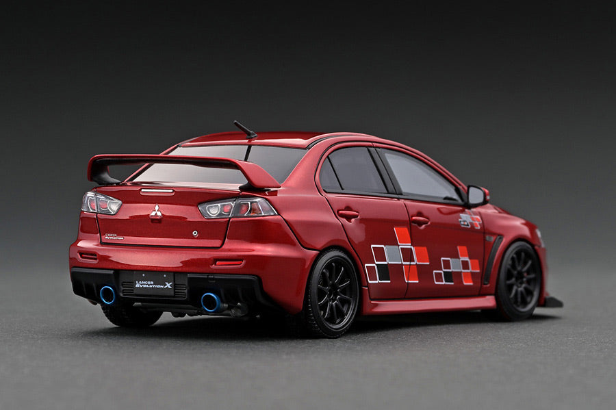 1:43 Scale Mitsubishi Lancer Evolution X (CZ4A) Diecast Model Car - Red Metallic Finish with Gold 4B11 Engine Display - Perfect for Collectors, Car Enthusiasts & Home/Office Decoration