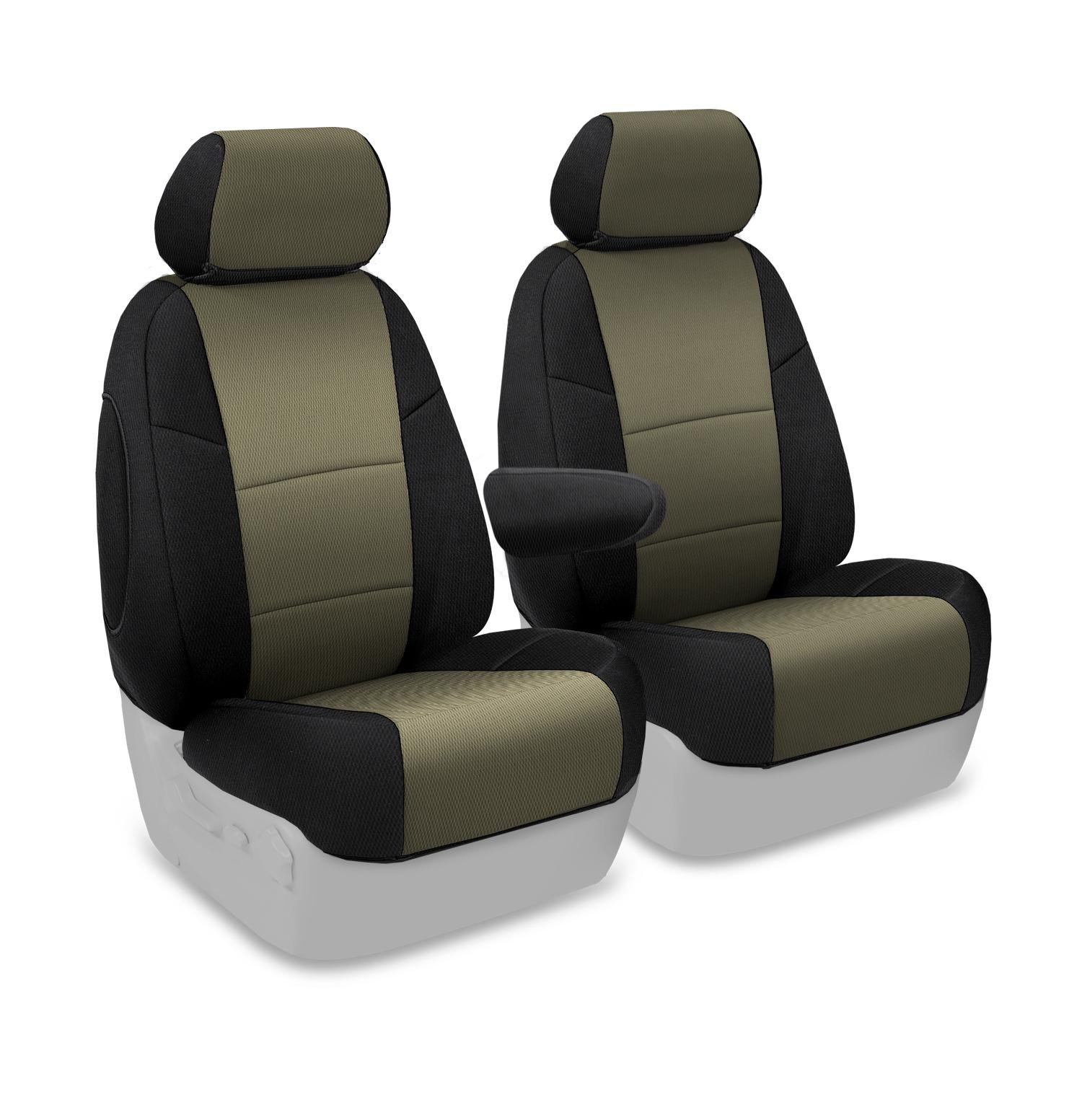 Coverking Custom Fit Front 50/50 Bucket Seat Cover for Honda Fit - Spacermesh 2-Tone (Taupe/Black) | Durable Car Seat Protector for Commuting & Road Trips