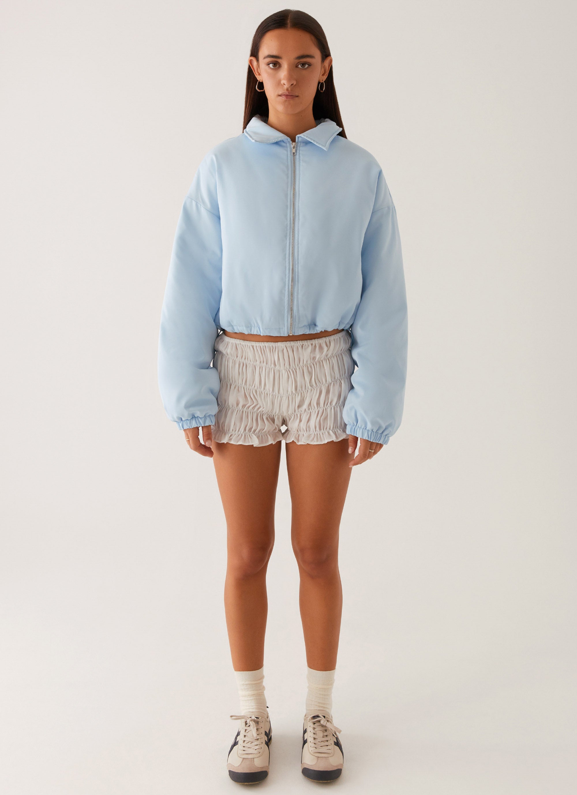 Baltimore Bomber Jacket - Pale Blue | Stylish Men's & Women's Lightweight Windbreaker for Casual Wear, Street Fashion & Outdoor Activities