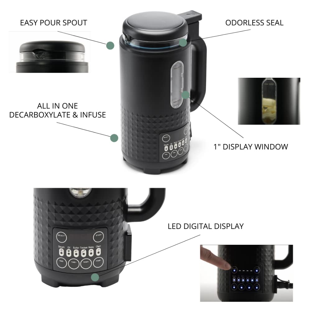 Hello High - Ultra Infuser All-in-One Machine: Decarboxylator, Butter Maker & Oil Infuser for Herbal Infusions | Perfect for Making Edibles, Gummies & Infused Oils (1-3 Cups Capacity) | Includes Butter Mold - Ideal for Home Cooking, Baking & DIY Cannabis Recipes