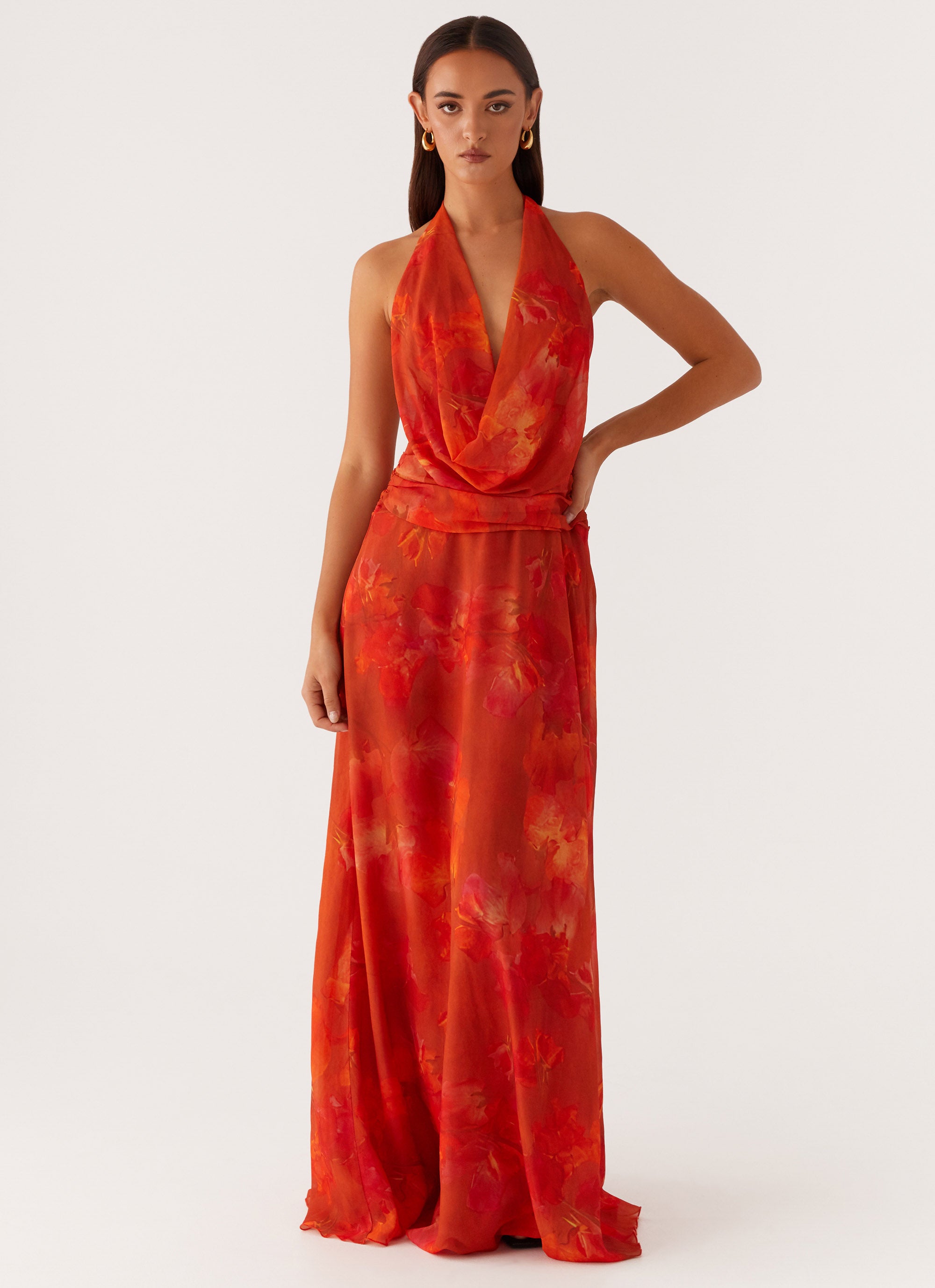 Elysia Flowy Chiffon Maxi Dress - Elegant Long Summer Dress for Women | Perfect for Beach Vacations, Weddings & Evening Parties