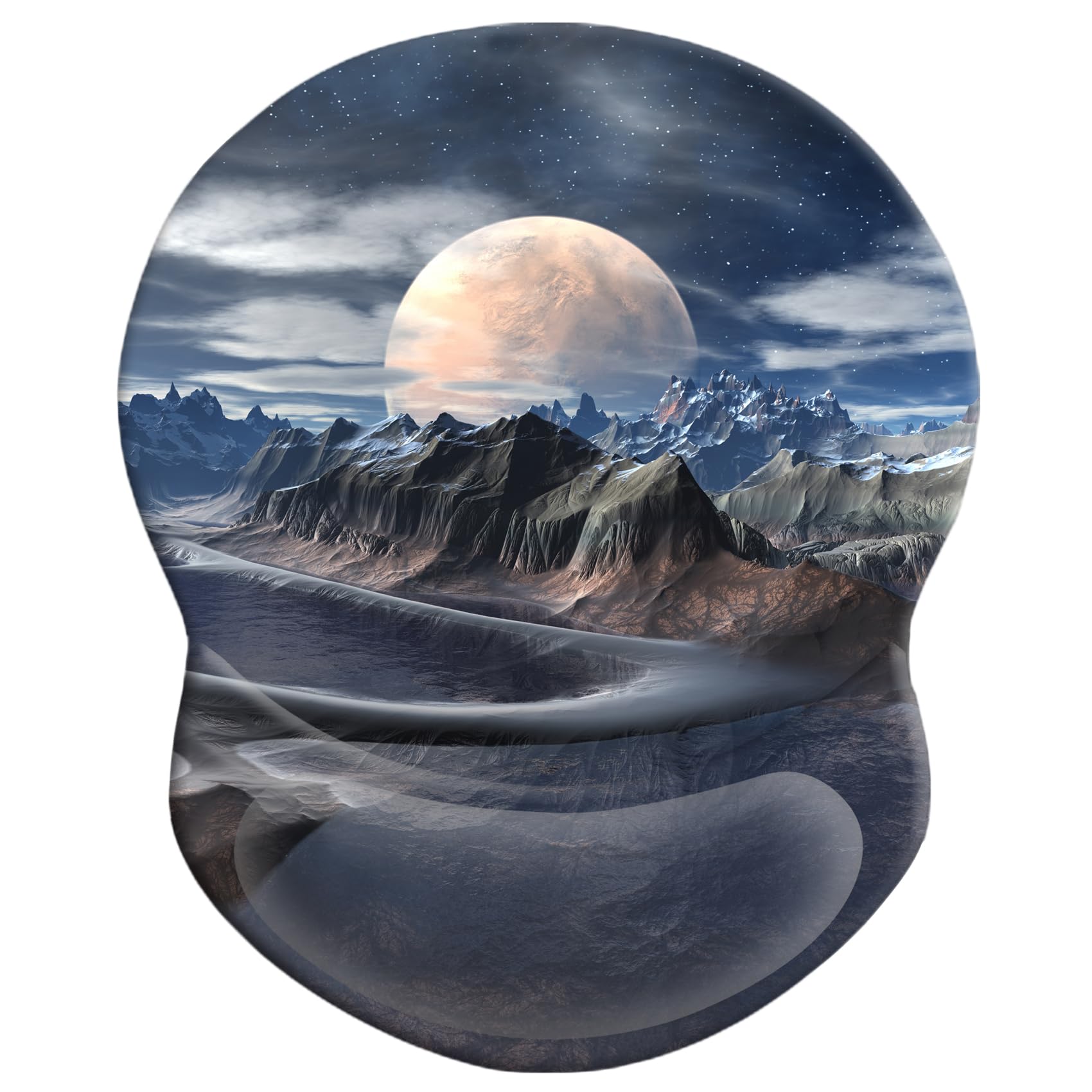 Ergonomic Mouse Pad with Wrist Support - Pain Relief Comfort for Office, Gaming & Study - Non-Slip PU Base Computer Mouse Pad (Aesthetic Moon Design) - Perfect for Home Office, PC Gaming & Long Work Sessions