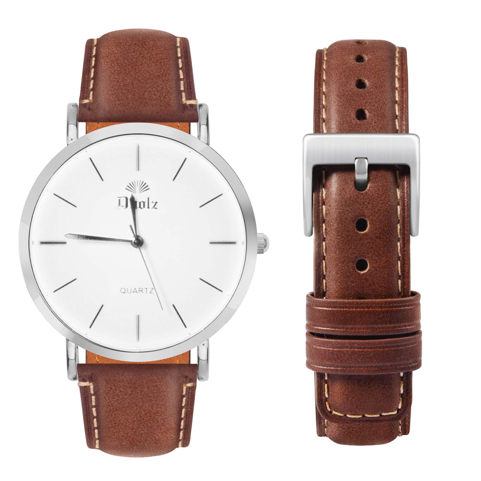 Premium 20mm Leather Watch Straps for Men & Women - Soft Black Quick Release Replacement Band with Square Tail - Compatible with 18mm 20mm 22mm Watches - Perfect for Smartwatches, Dress Watches & Everyday Wear