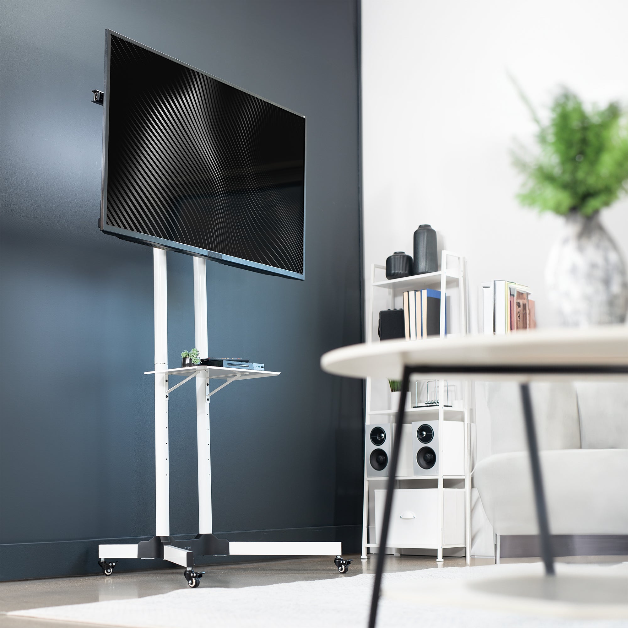Adjustable Mobile TV Stand Cart for 32 to 83 Inch Screens - Rolling TV Mount with Wheels for Living Room, Bedroom, or Office