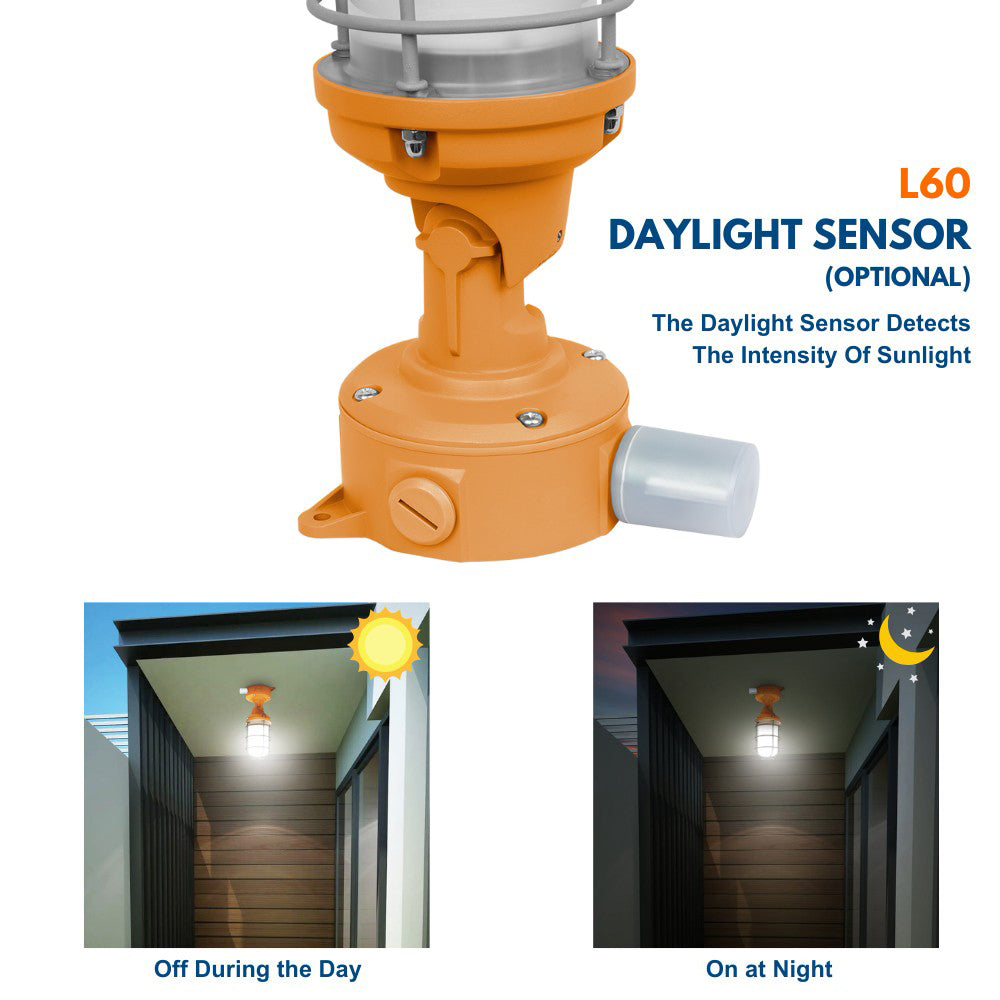 Waterproof LED Vapor Tight Light Fixture - 30W/20W/15W Jelly Jar Light - 3,480 Lumens - 50K/40K/30K CCT Selectable - 120-277V - 150W Equivalent - Ideal for Garages, Basements, Workshops & Outdoor Areas