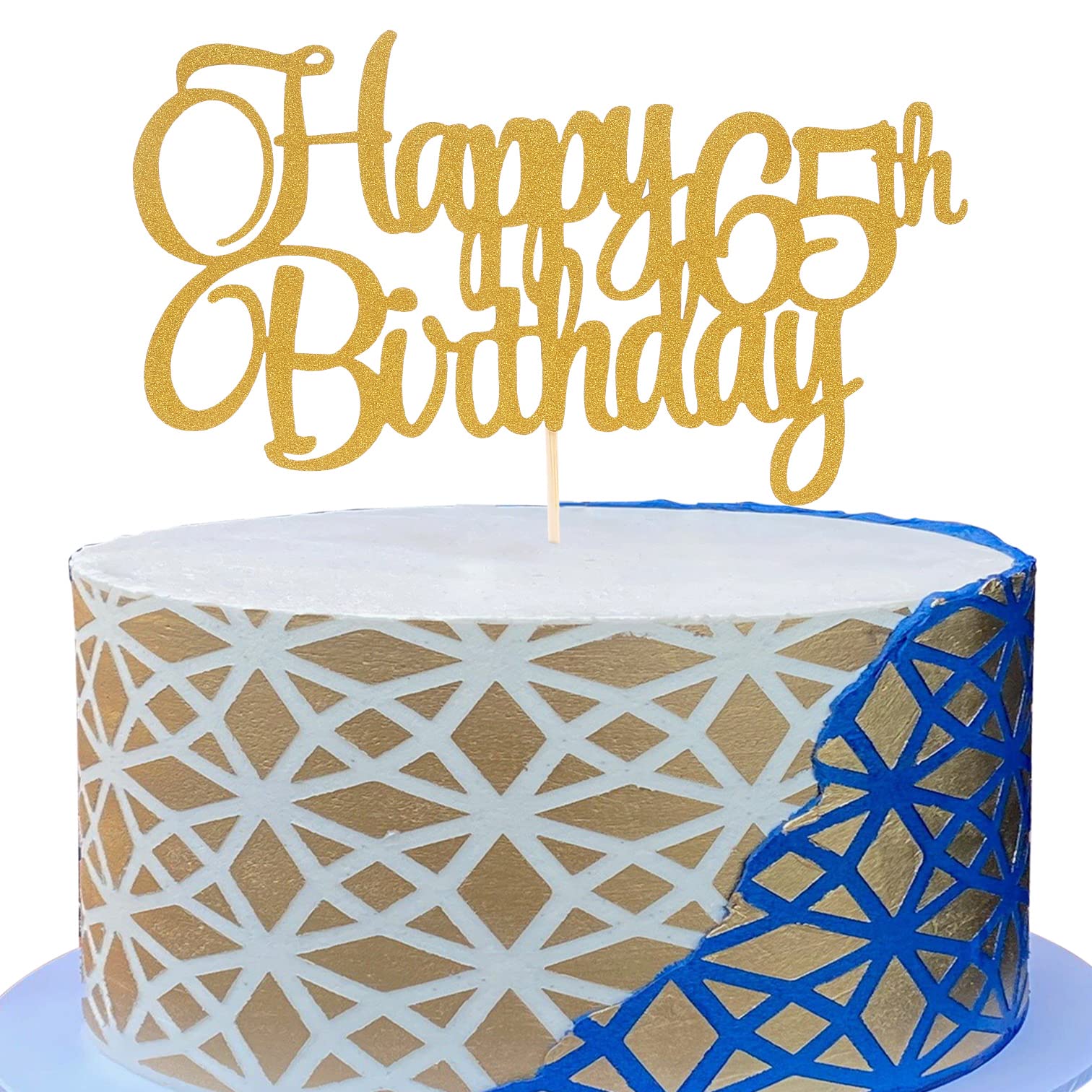 65th Birthday Cake Topper - Gold Glitter Happy 65th Birthday Party Decorations for Men & Women | Anniversary Celebration Cake Decoration | Cheers to Sixty-Five Years | Perfect for Milestone Birthday Parties, Retirement Celebrations & Golden Anniversary Cakes