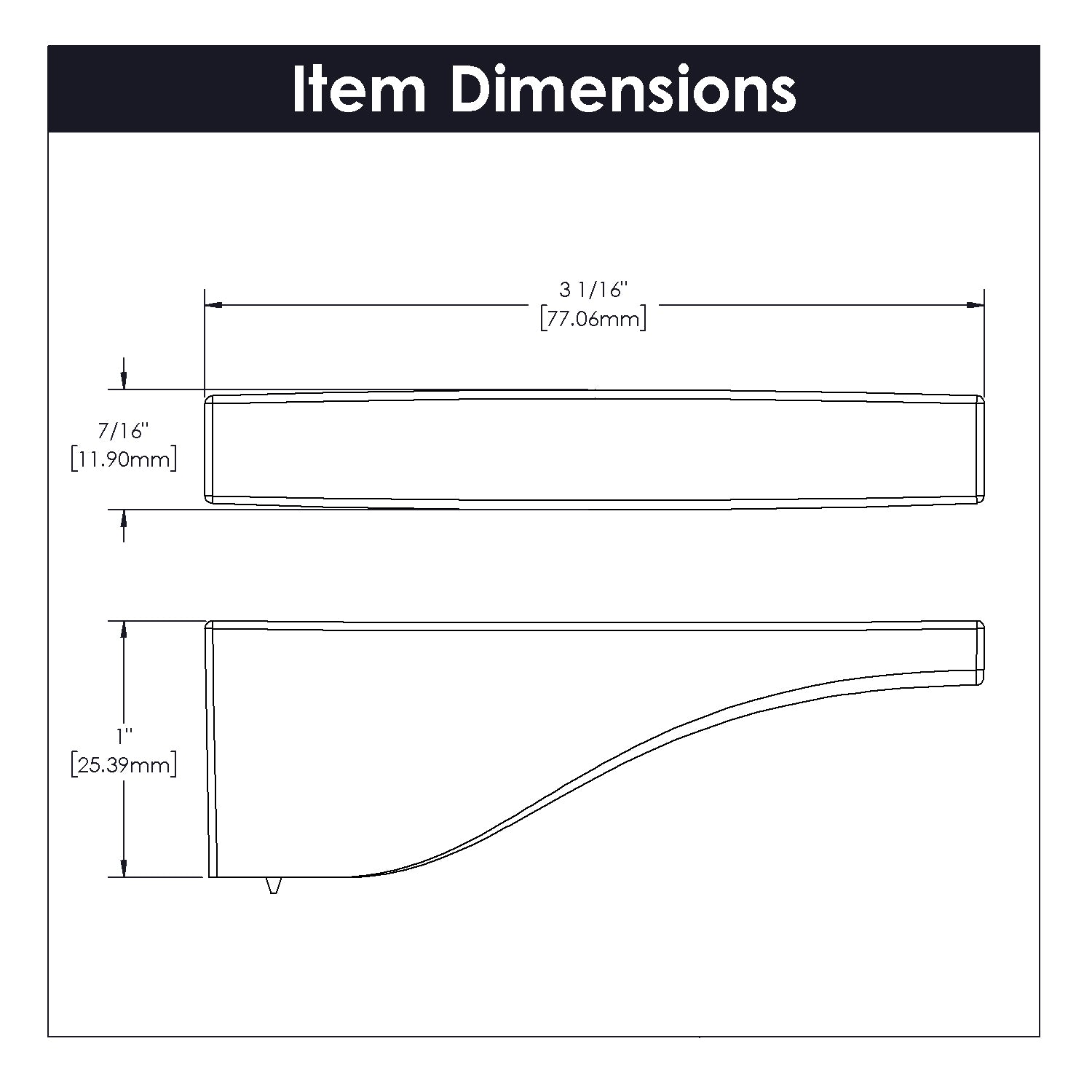 3 Inch x 1/2 Inch Matte Black Channel Knob - Heavy Duty Cabinet Hardware for Kitchen, Bathroom & Furniture (Set of 4) - Perfect for Drawers, Doors and DIY Projects