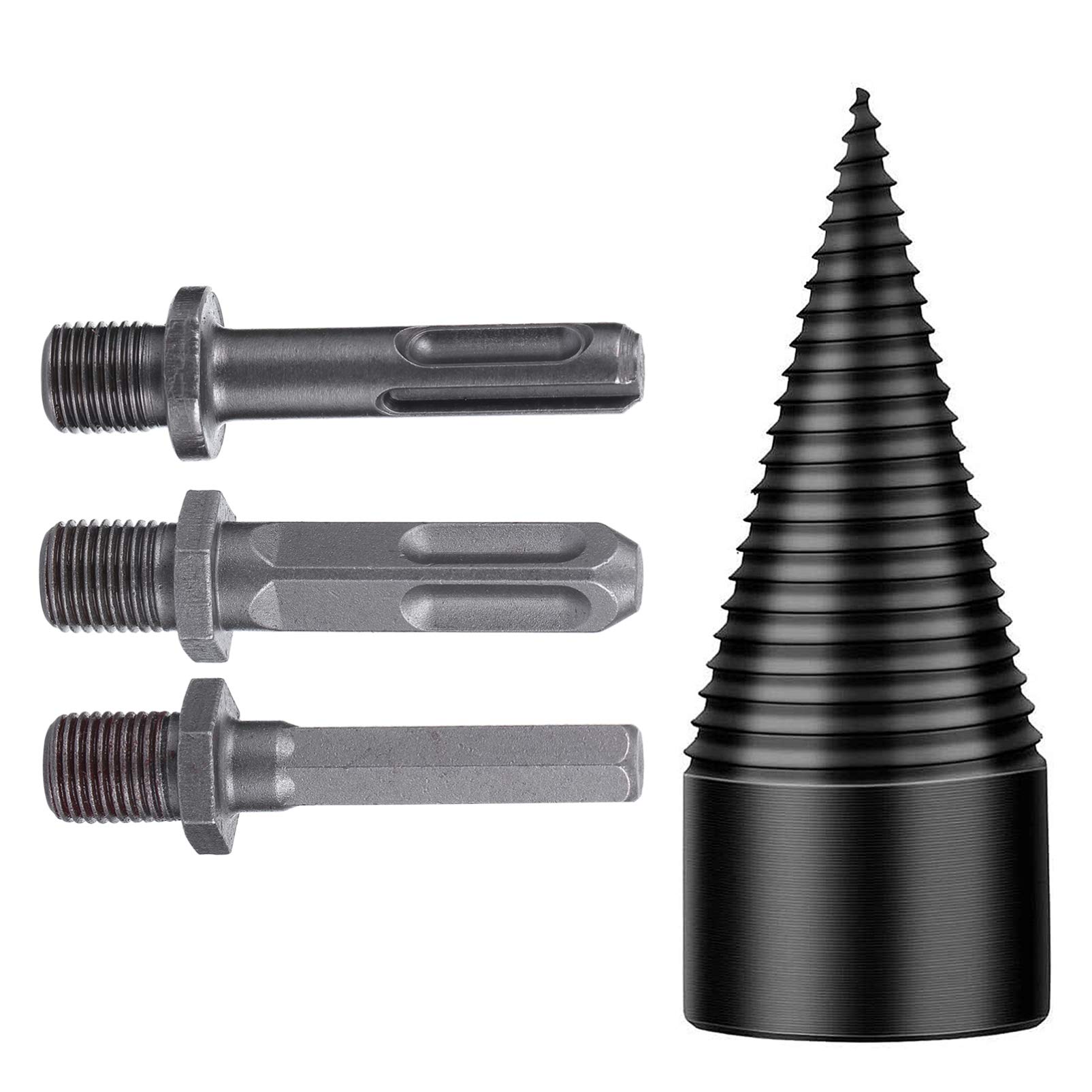 Scicalife 4-Piece Wood Splitting Drill Bit Set - Firewood Log Splitter, Screw Cone Driver for Electric Drills | Perfect for Camping, Fireplace Kindling & Outdoor Wood Preparation