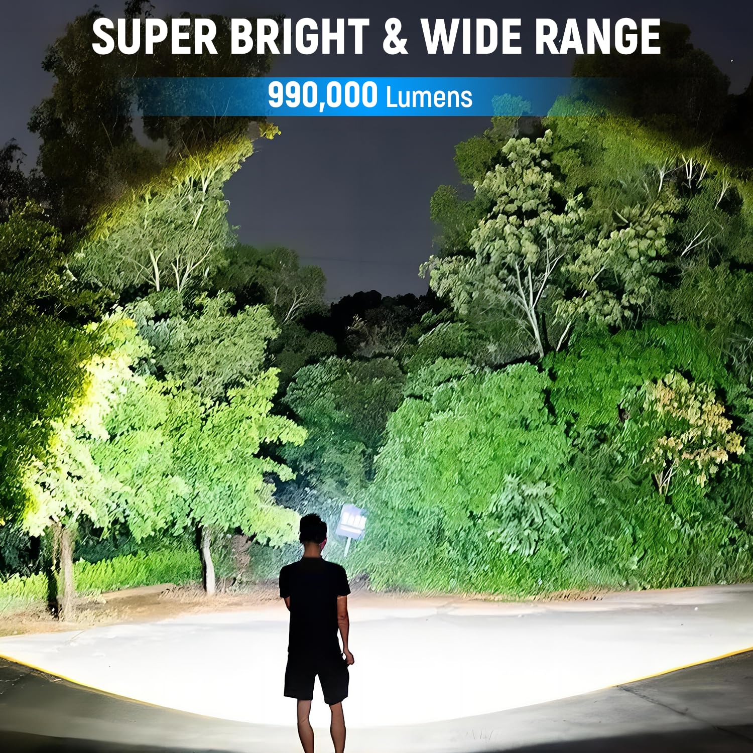 Rechargeable LED Flashlight 990,000 Lumens Super Bright - Waterproof, Battery Included - Powerful Flashlight for Camping, Hiking, Emergency & Home Use