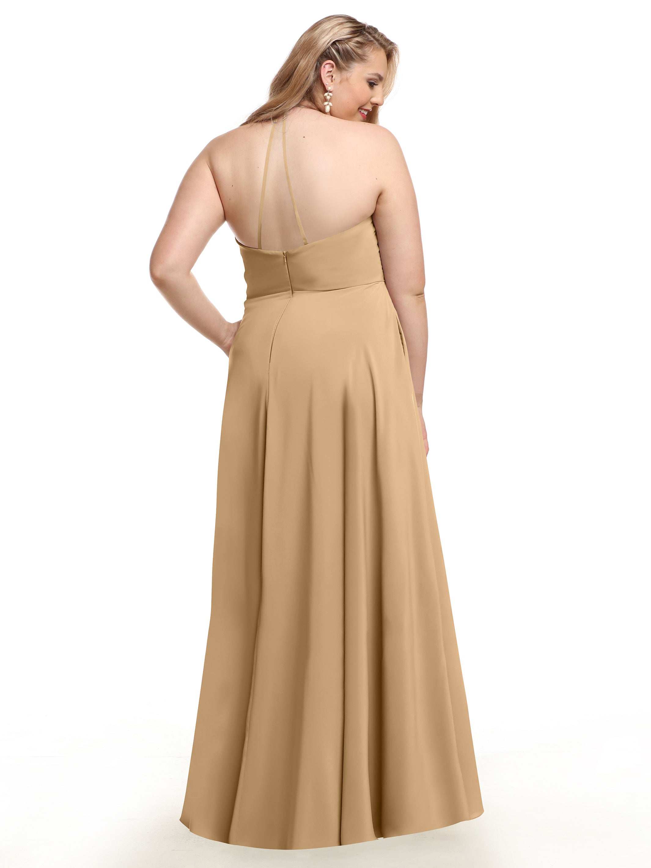 Elegant V-Neck Pleated Stretch Chiffon A-Line Bridesmaid Dress 80101 - Perfect for Weddings, Formal Events & Special Occasions