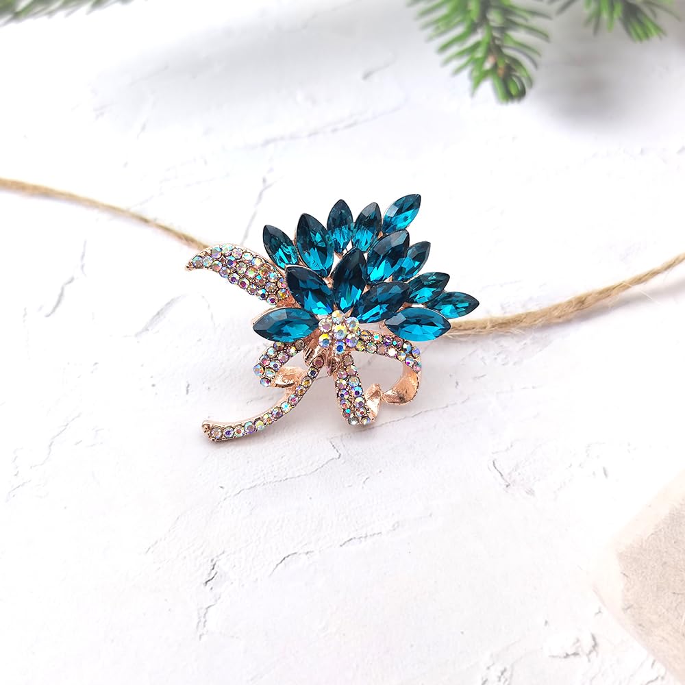 Elegant Floral Brooch Pin for Women - Crystal Rhinestone Corsage Pin for Wedding Bouquet, Bridal Party, Prom & Special Occasions | YEFUNLIY Fashion Jewelry Accessory