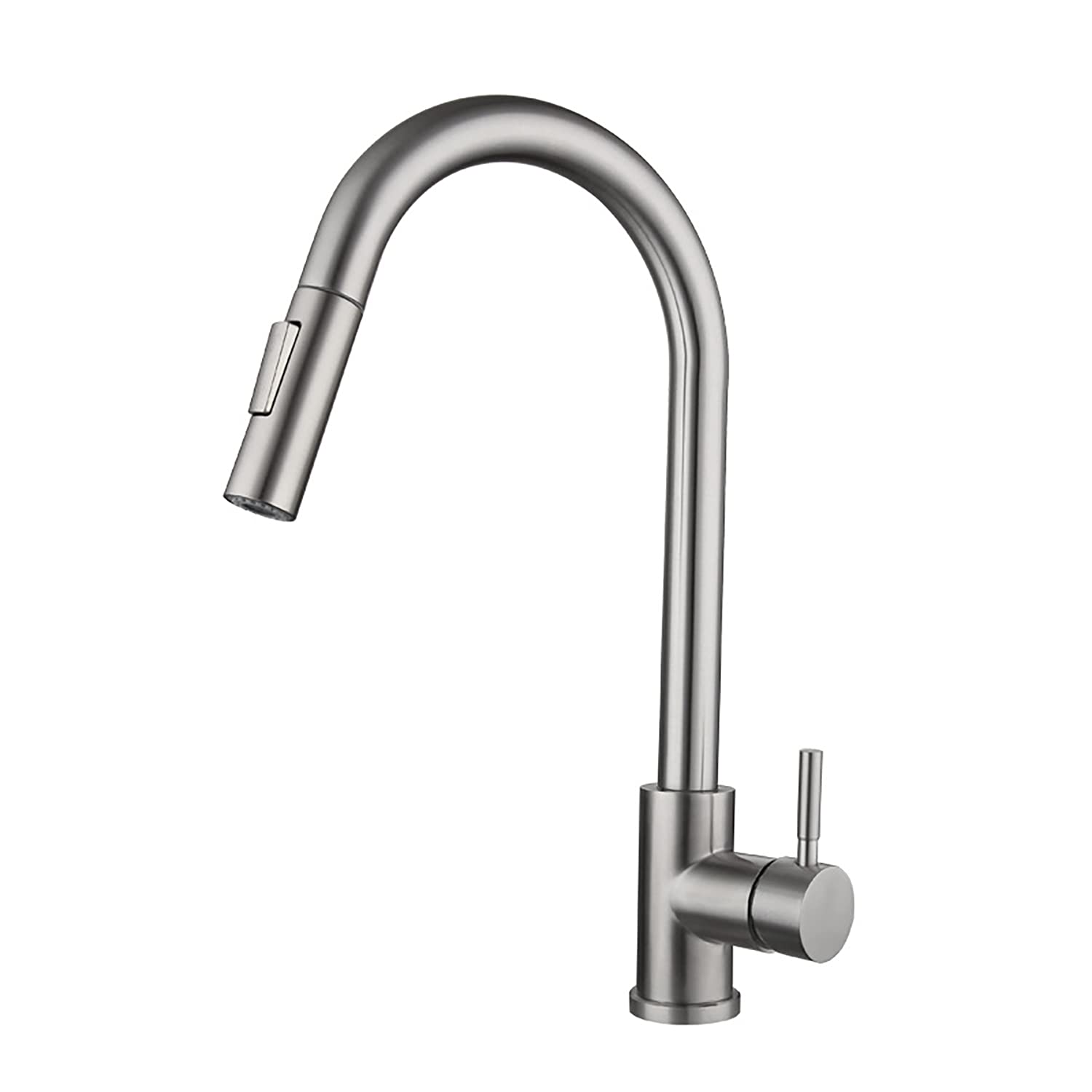 Brushed Nickel Single Handle Pull Down Kitchen Faucet with Sprayer - Fingerprint Resistant Stainless Steel Sink Faucet for Modern Kitchens (Perfect for Cooking, Washing Dishes & Food Prep)