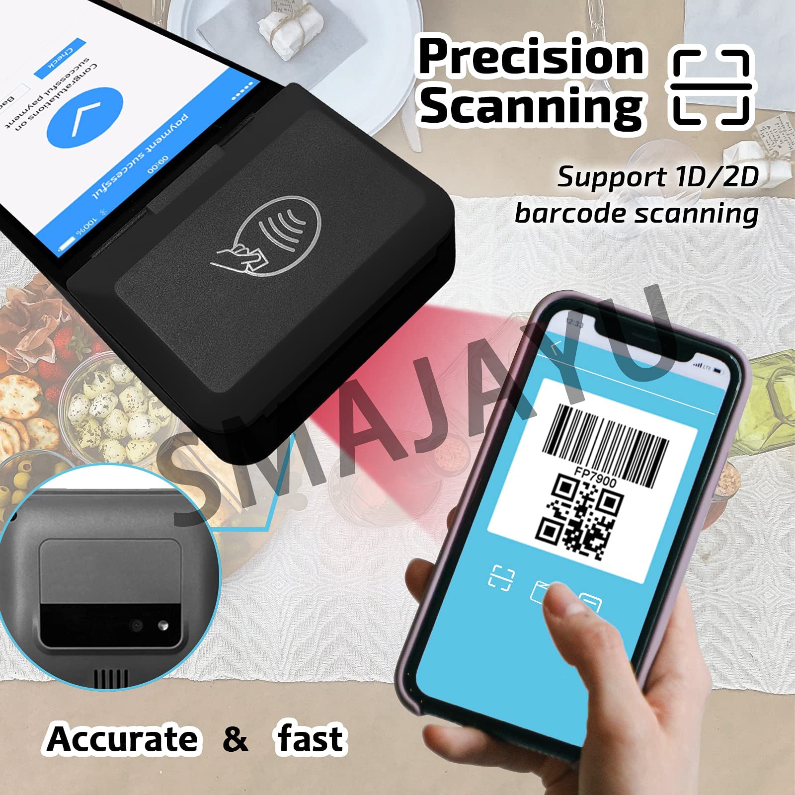 Portable Handheld POS Terminal with Thermal Receipt Printer - Android 10 OS, NFC Reader, WiFi & Bluetooth - Ideal for Small Business Retail & Sales Support | Compatible with Google Play | Perfect for On-the-Go Transactions, Mobile Payments & Store Checkouts