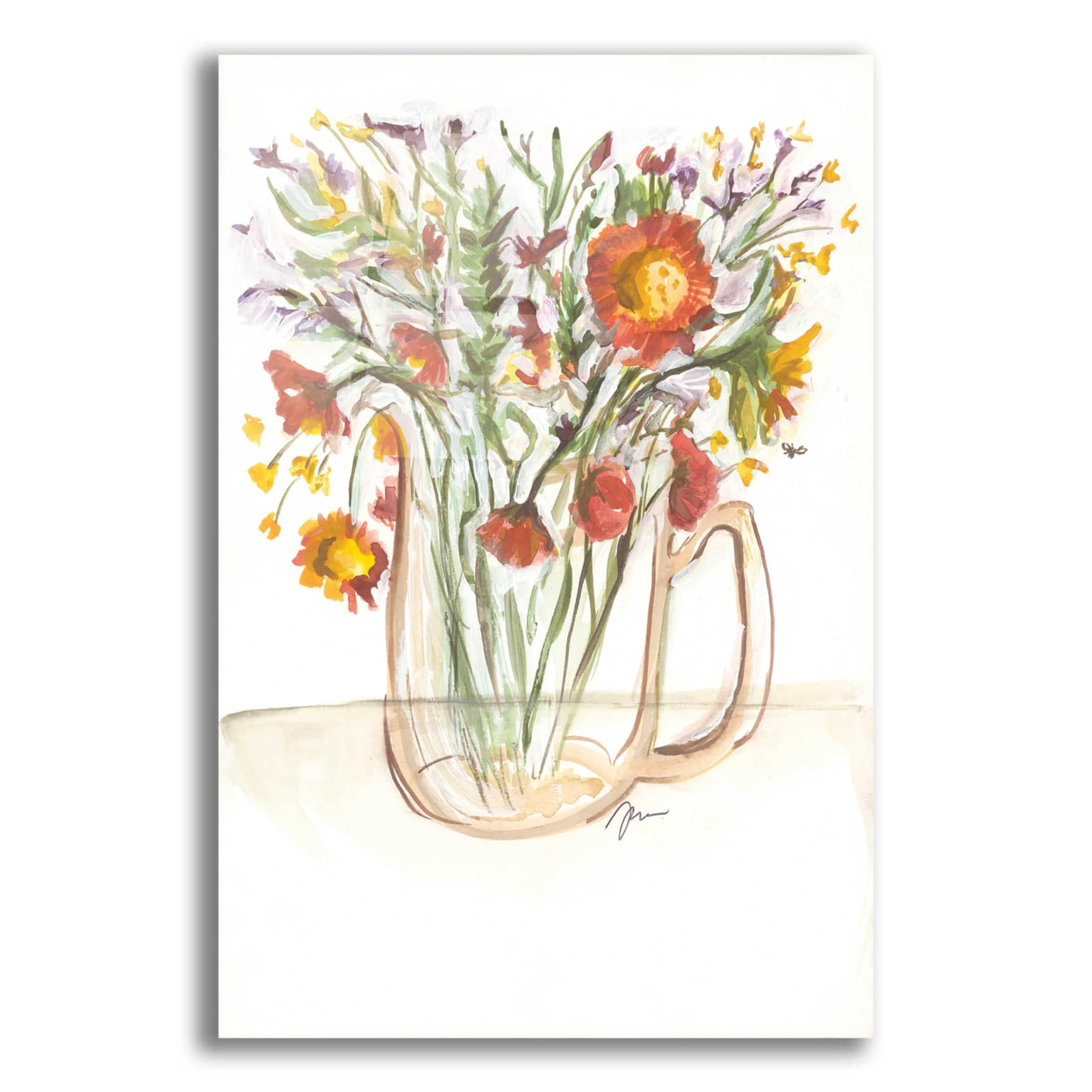 Buttermilk Farm Florals Acrylic Glass Wall Art by Jessica Mingo - 16x24 Inches Modern Farmhouse Painting for Living Room, Bedroom & Office Decor