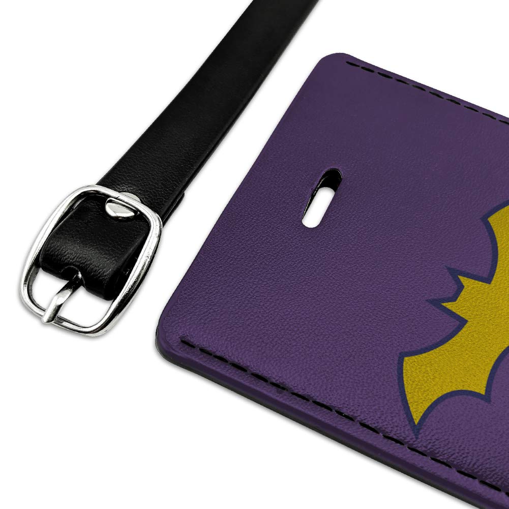 Batman & Batgirl Logo Rectangle Leather Luggage Tag - Durable Suitcase ID Tag for Travel Bags - Perfect for Carry-Ons, Backpacks & Suitcase Identification