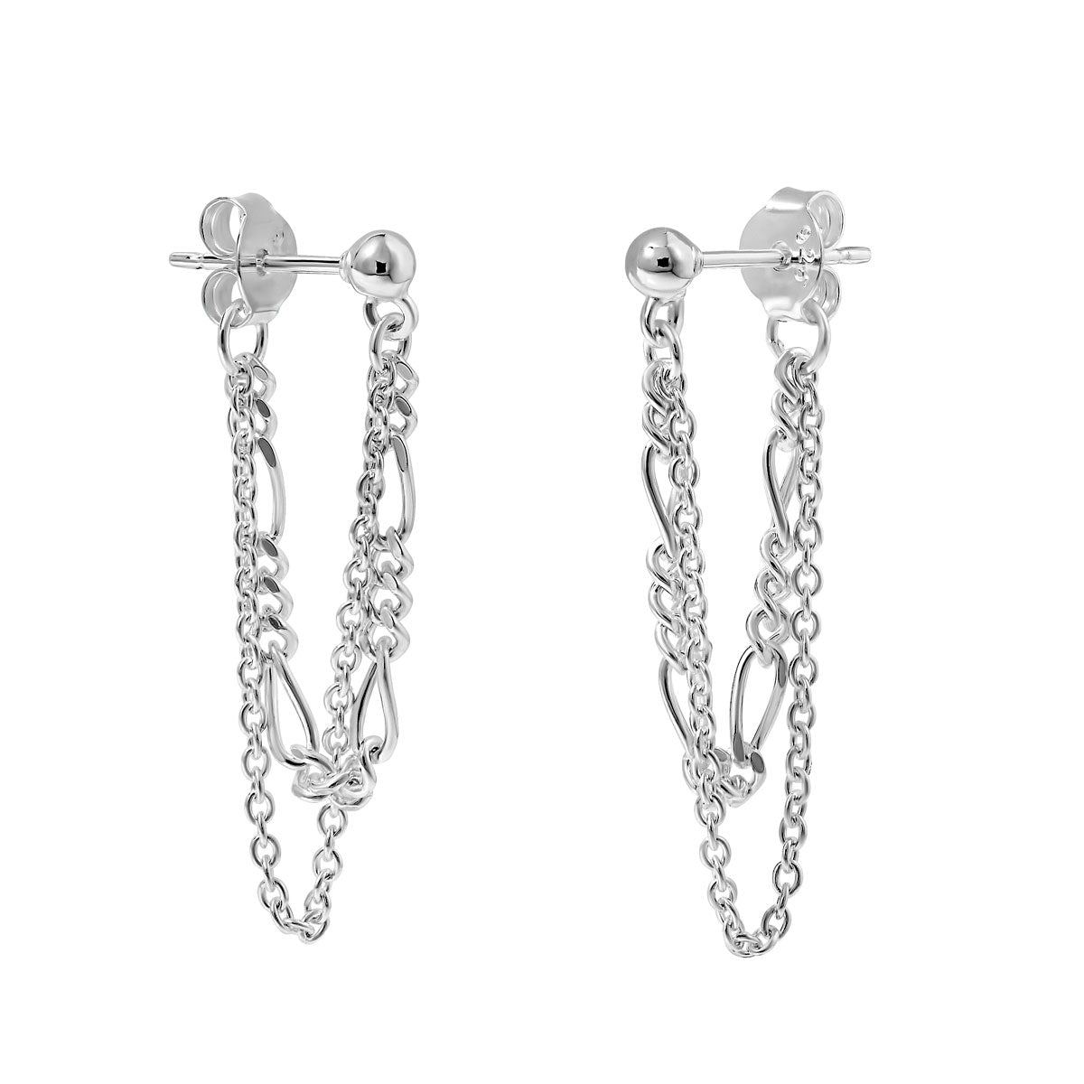 Gemini Chain Studs Earrings for Women - Trendy Gold Plated Hoop Earrings with CZ Stones | Perfect for Parties, Weddings & Everyday Wear