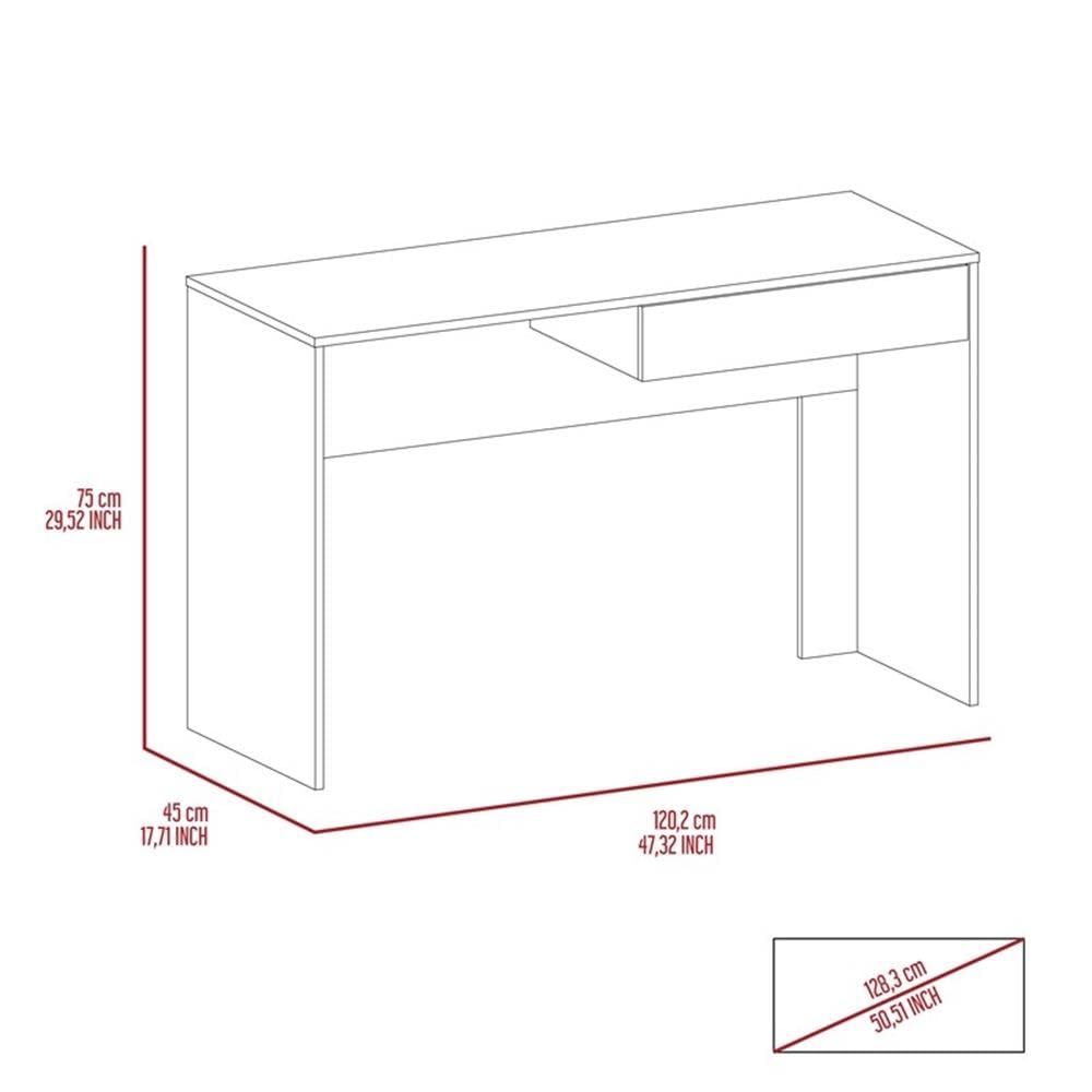TUHOME Black Engineered Wood Computer Desk with 2 Drawers for Home Office