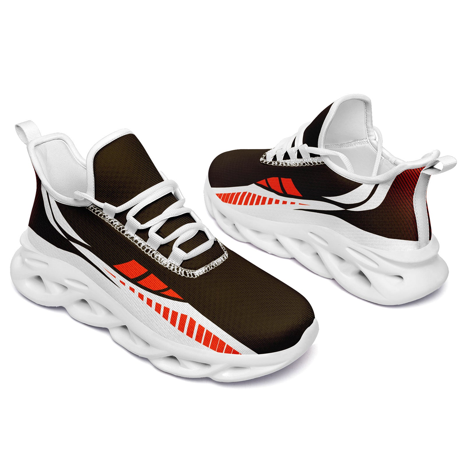 Custom Brown Orange White Cleveland Maxsoul Shoes - Personalized Sneakers for Men & Women | Comfortable Athletic Shoes for Running, Walking & Casual Wear | FN003 D020325 Size 8
