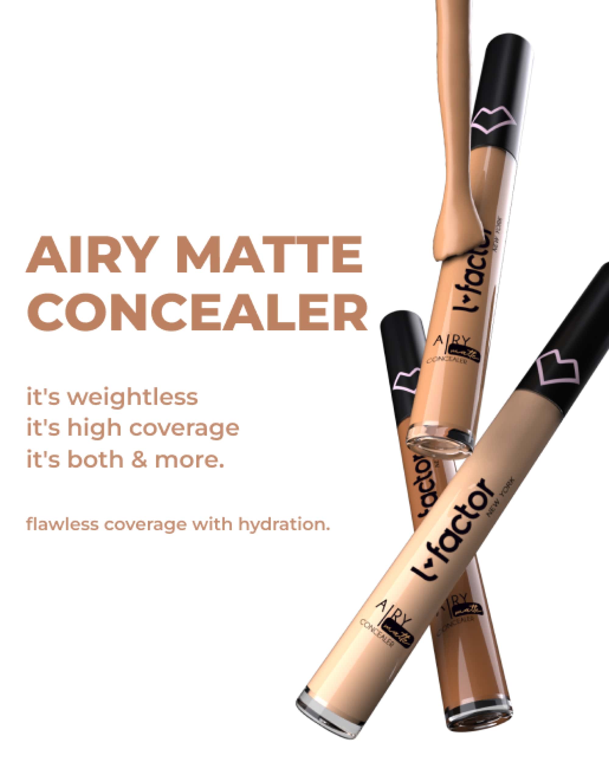 Airy Matte Liquid Concealer - Full Coverage, Lightweight & Long Lasting - Perfect for Dark Circles, Blemishes & Under Eye Brightening - Ideal for Everyday Makeup & Professional Use