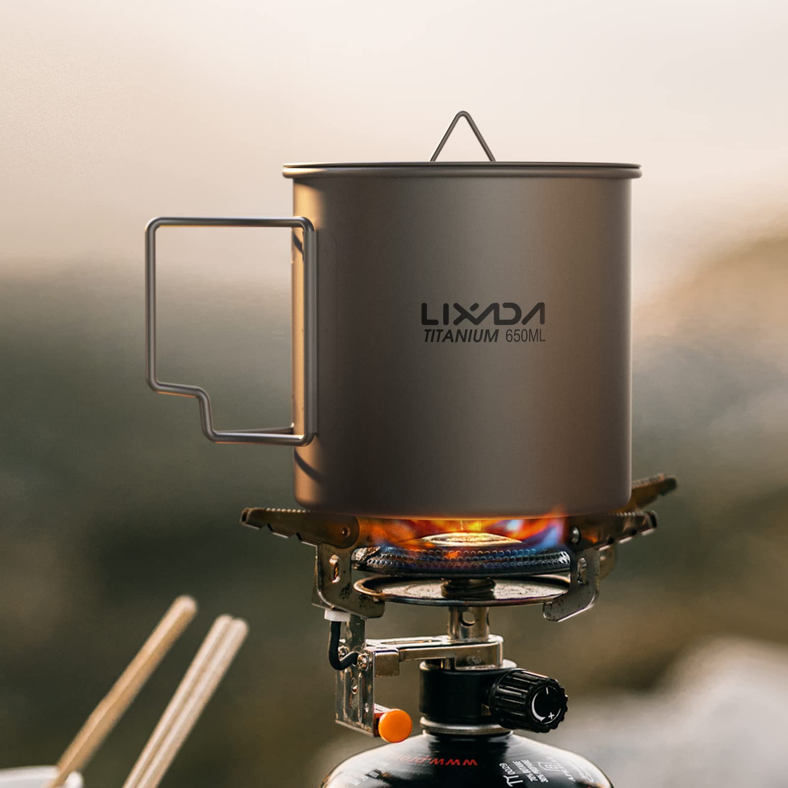 Lixada Titanium Camping Pot - Lightweight Backpacking Cookware with Foldable Handles for Outdoor Adventures | Perfect for Hiking, Camping & Backpacking Trips