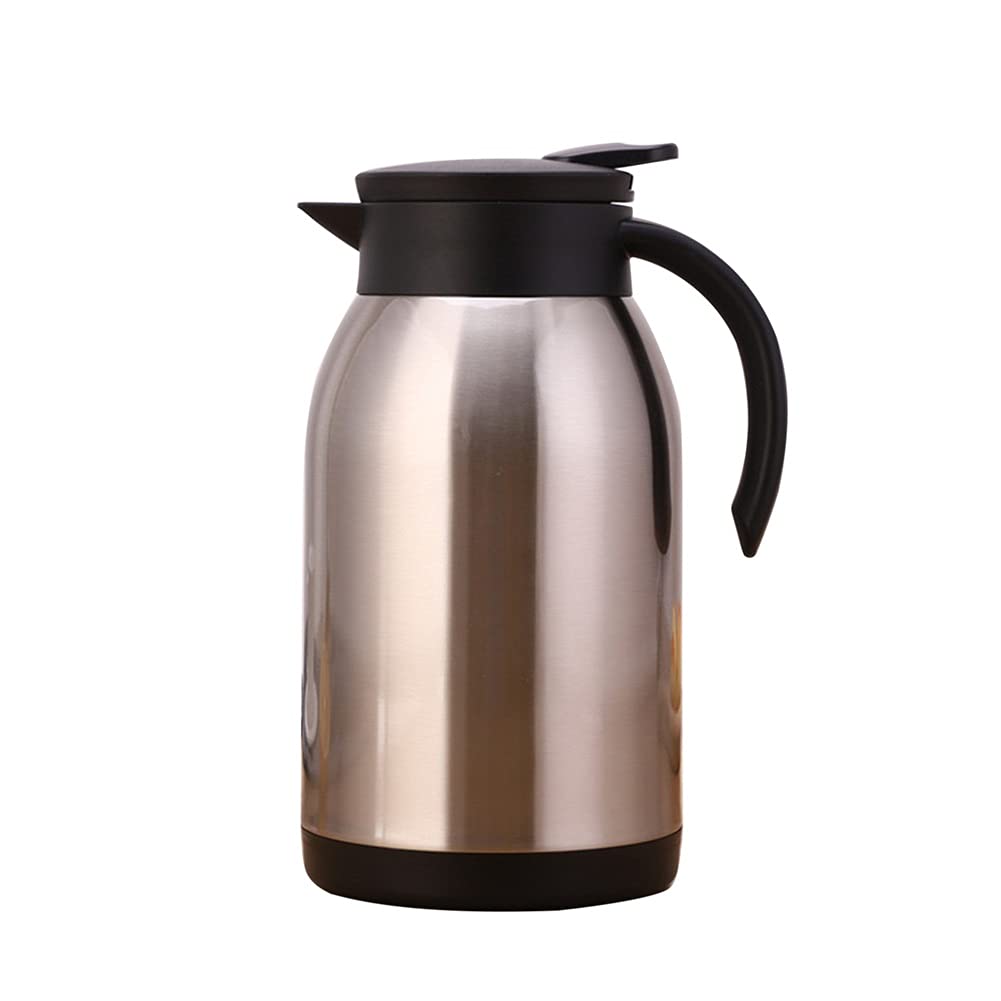 Premium Stainless Steel Vacuum Insulated Coffee Carafe - 1.5L Large Capacity, Leakproof, Heat Retention for Hot Water & Tea - Ideal for Home, Office, Camping & Outdoor Use (Silver)