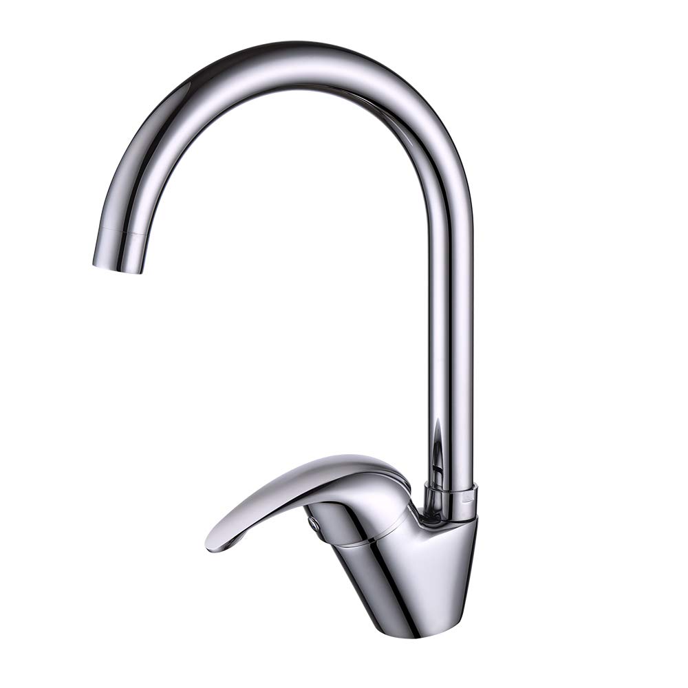 **Commercial Kitchen Faucet - Hot & Cold Water Mixer Tap, Single Handle Deck Mount Swivel Sink Faucet, D6074-1 - Perfect for Restaurants, Cafes & Home Kitchens**