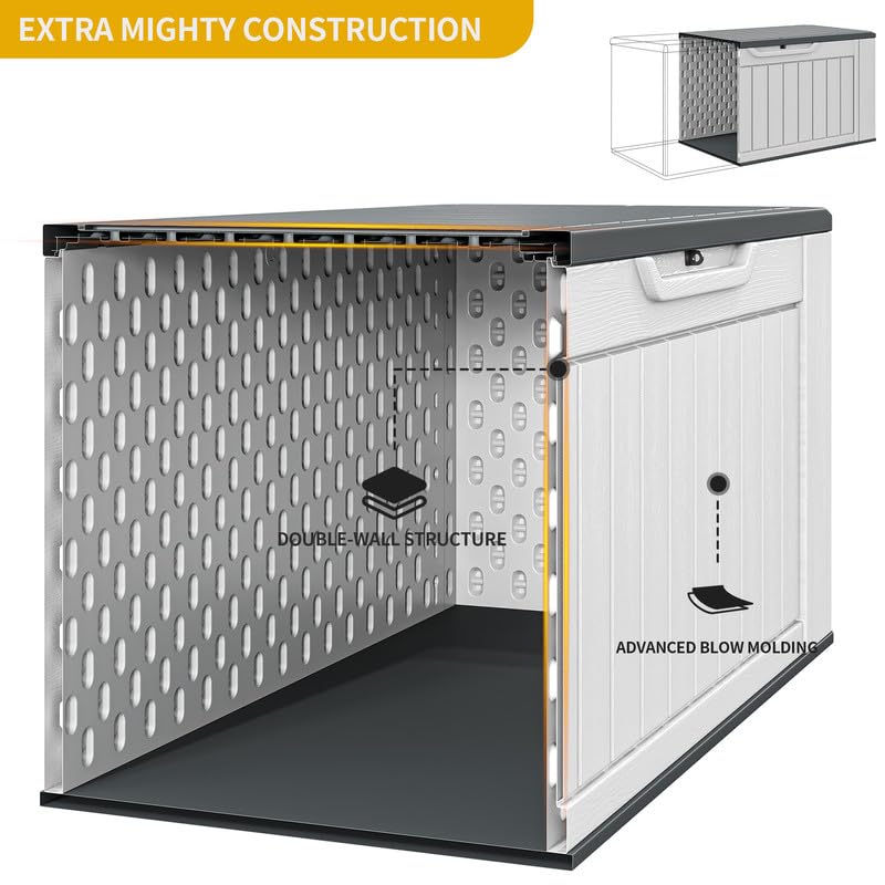 DWVO XL 160 Gallon Large Deck Box - Waterproof Outdoor Storage Container for Patio Furniture Cushions, Garden Tools, Pool Toys & Supplies - Weather-Resistant Resin with Lockable Lid - Light Grey - Perfect for Backyard, Deck, and Poolside Organization