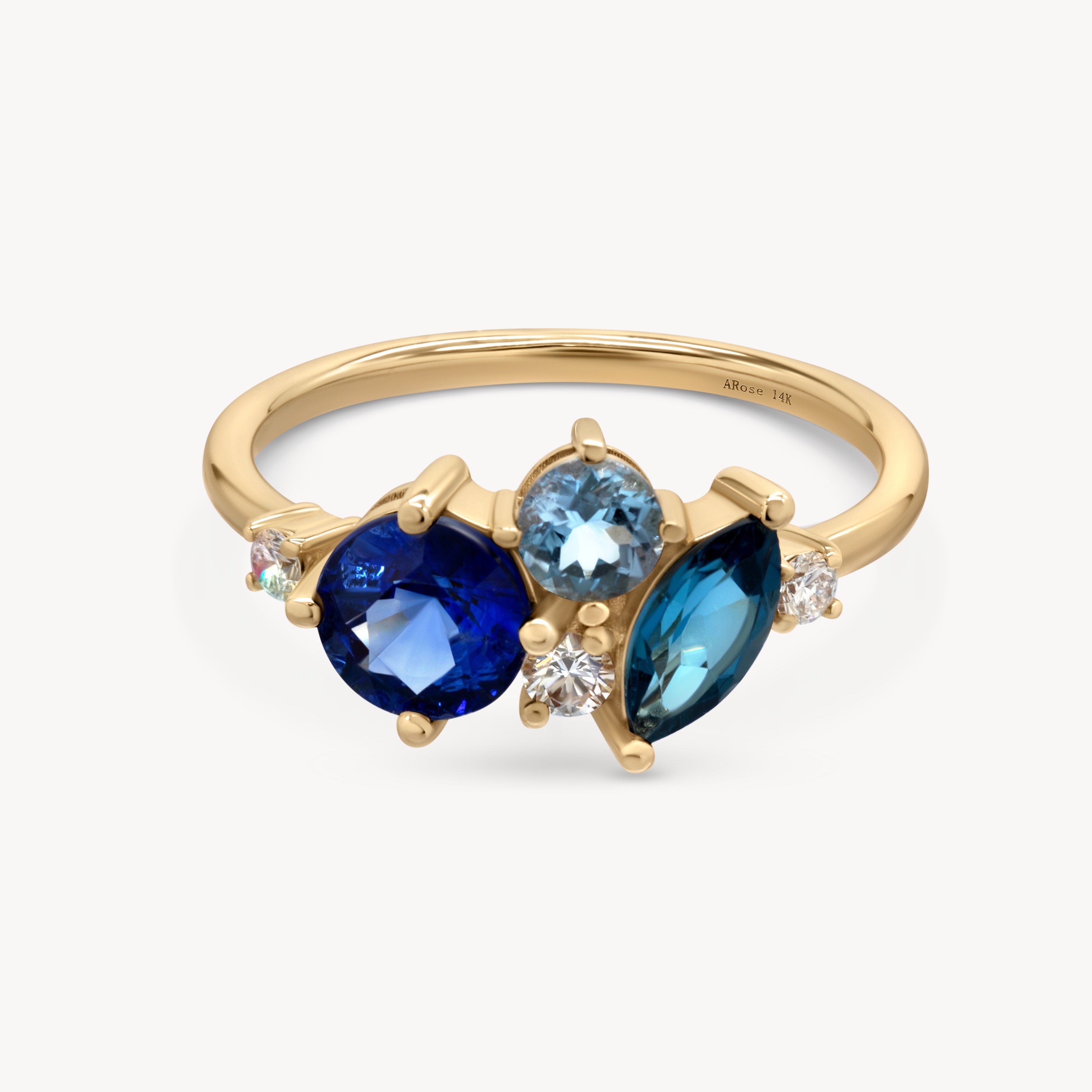 Stunning Large Ocean Starry Cluster Ring for Women - Elegant Blue Gemstone Statement Jewelry for Parties, Weddings & Special Occasions