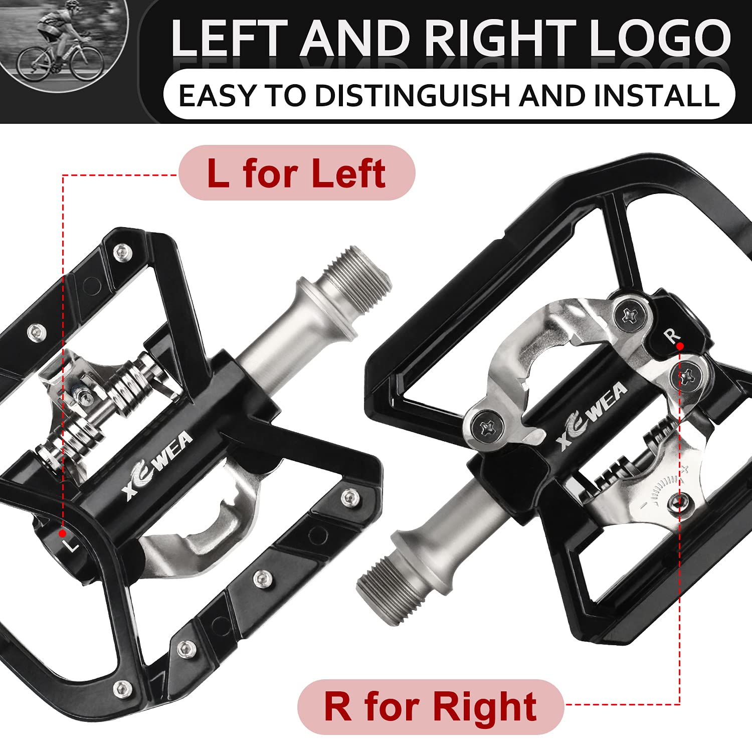 XEWEA SPD Compatible Spin Bike Pedals with Toe Clip Straps - 9/16