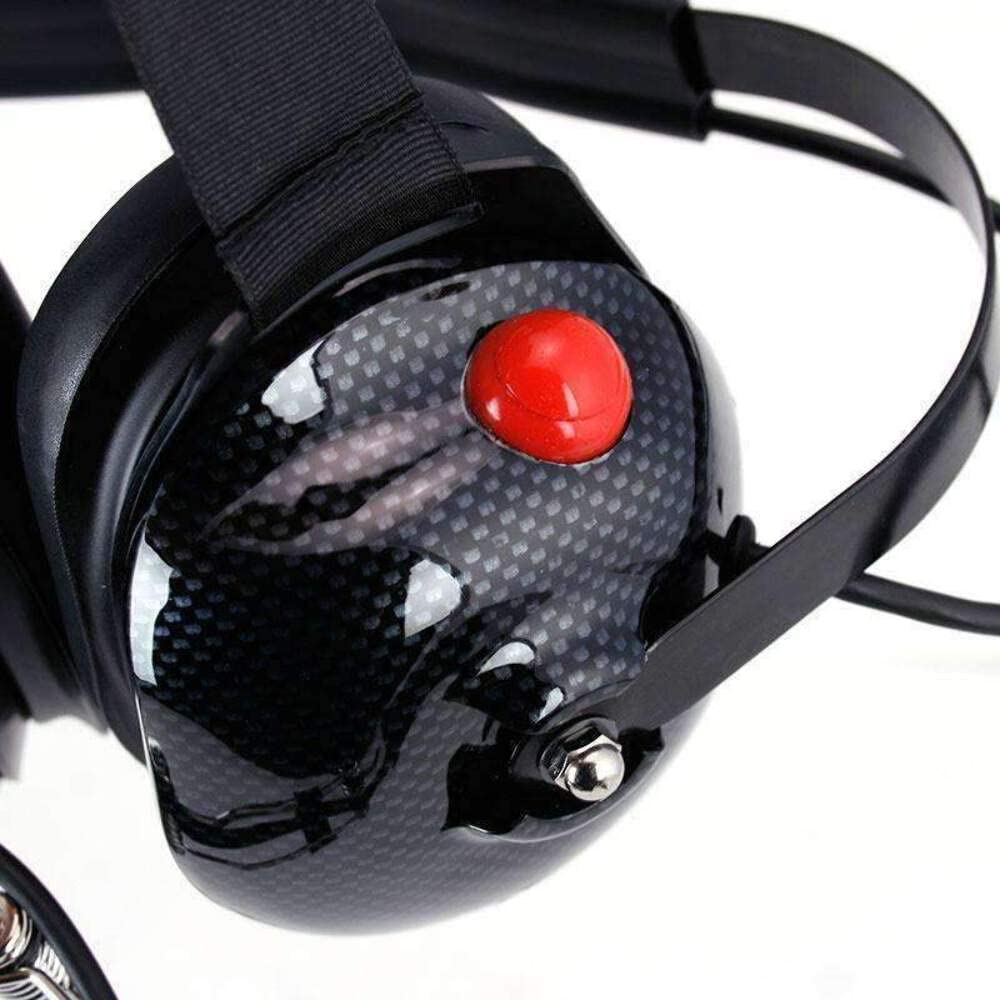 Rugged Radios H42-CF Carbon Fiber Behind-The-Head Two-Way Radio Headset with Dynamic Noise Cancelling Mic, PTT Button & 3.5mm Audio Jack - Ideal for Motorcycle Riding, Construction Work & Outdoor Adventures