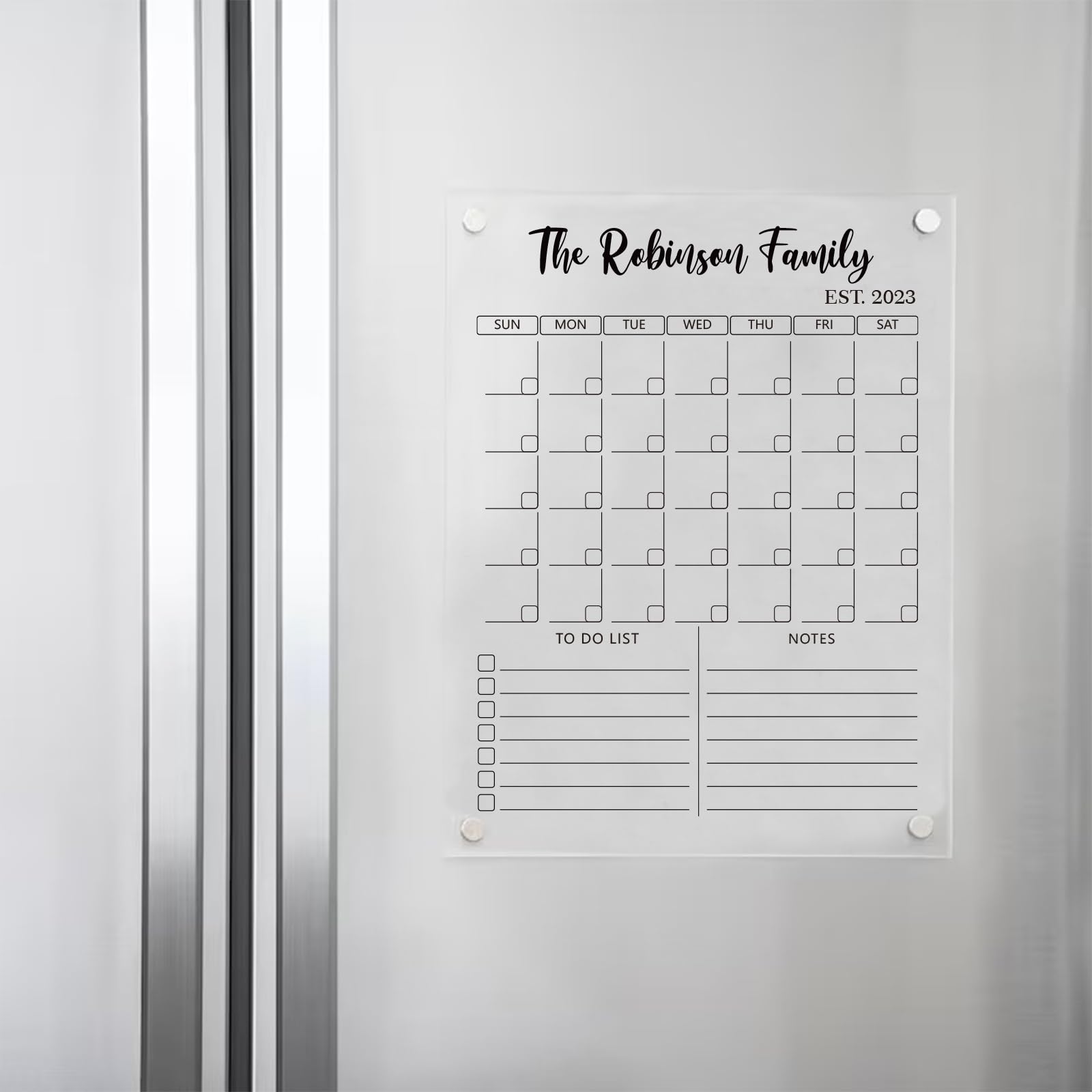 Custom Magnetic Dry Erase Calendar for Refrigerator - Personalized Acrylic Fridge Calendar Board with Multiple Size Options - Perfect for Home, Office & Kitchen Organization