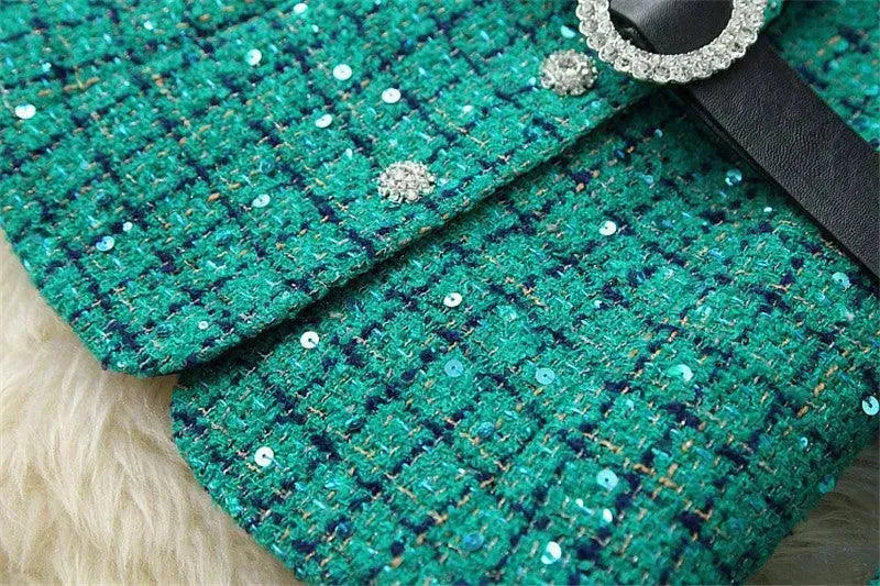 Luxury Sequins Tweed Skirt Suit Set for Women - Elegant Office Wear & Cocktail Party Outfit - Perfect for Business Meetings, Weddings & Special Occasions