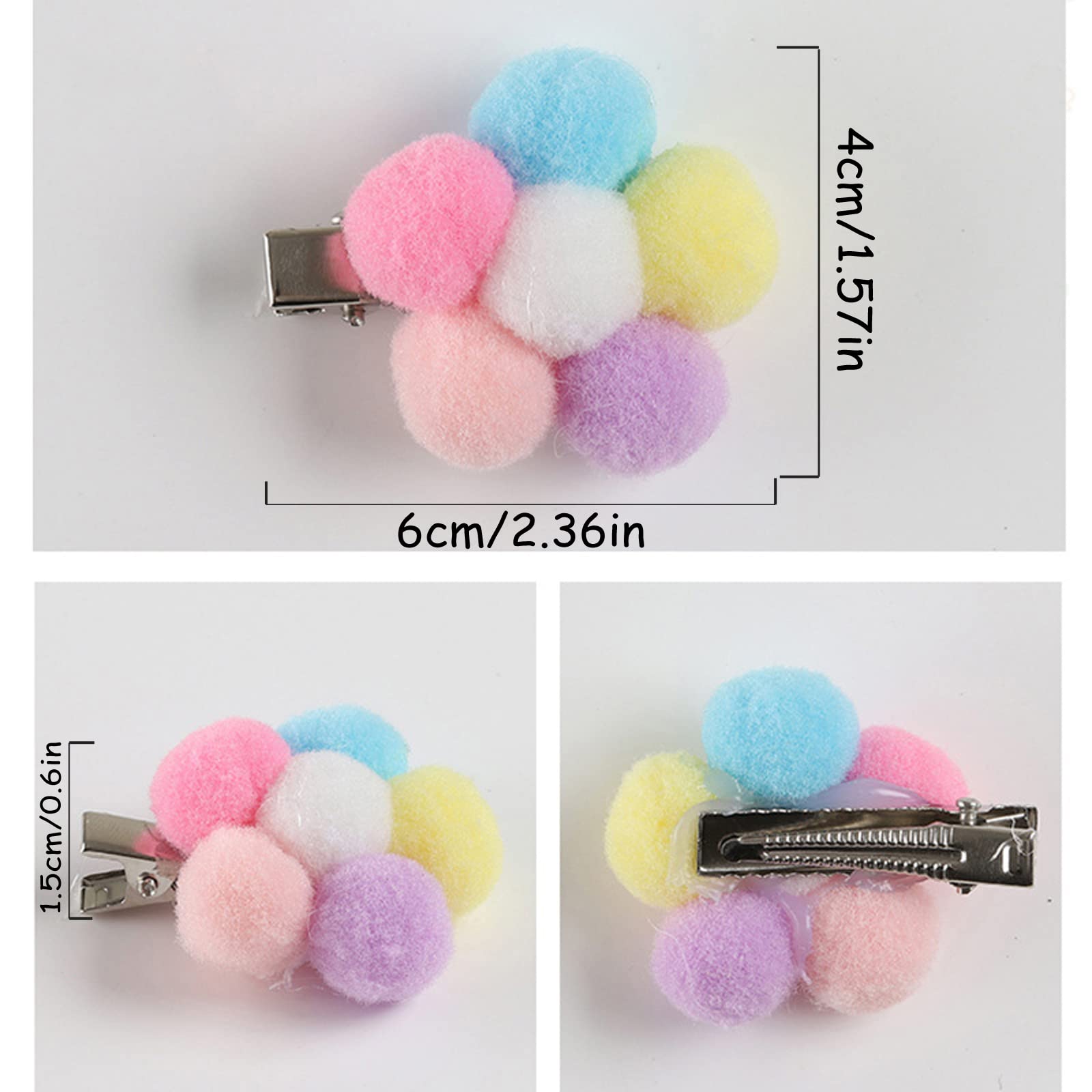 ZARSIO Small Dog Hair Clips - Cute Puppy Hair Bows with Fur Ball Flower, Alligator Hair Clips for Cats & Dogs - Perfect for Pet Grooming, Birthday Parties & Daily Styling Accessories