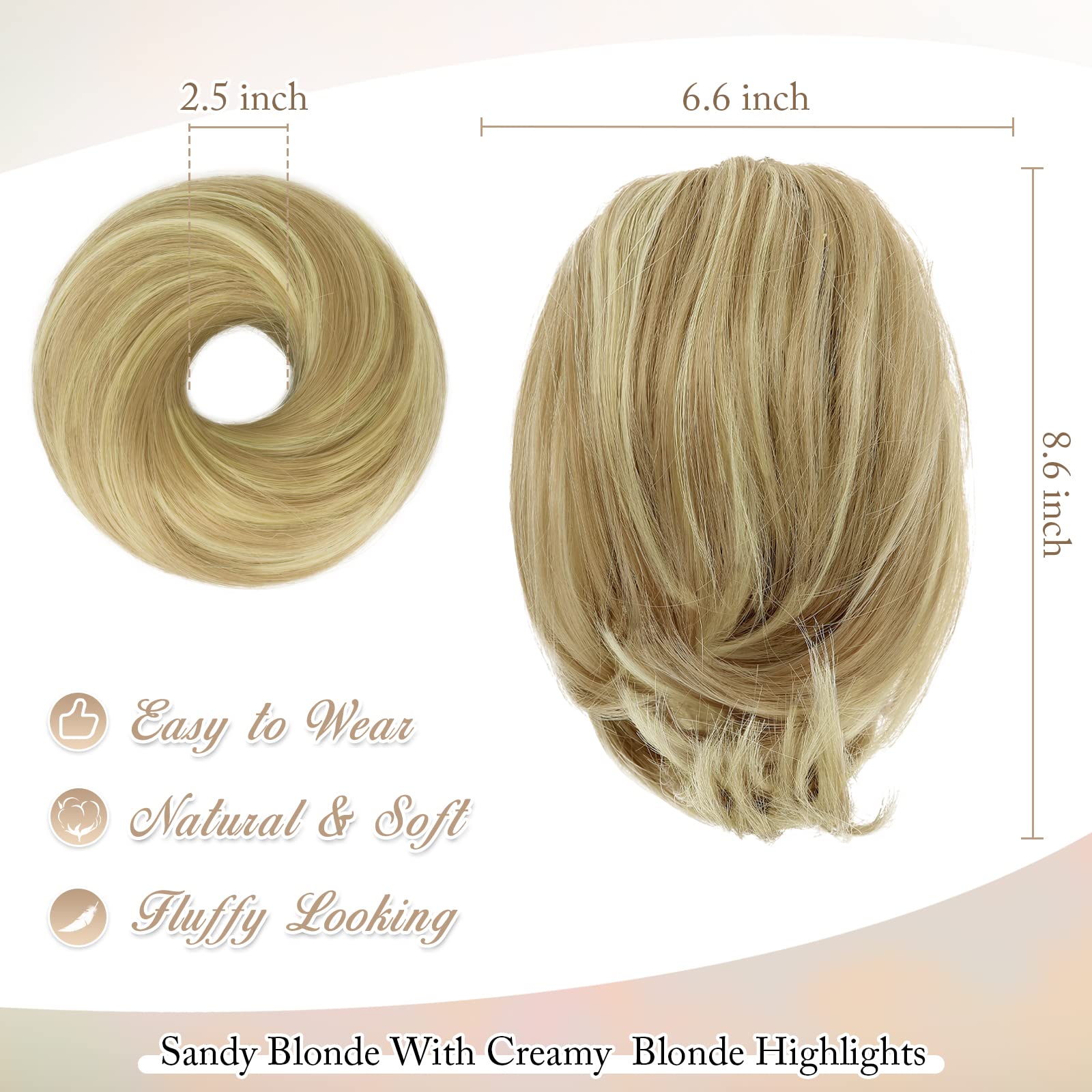Straight Hair Bun Ponytail Extension - Elastic Scrunchie Hair Tie for Women | Perfect for Workout, Office & Everyday Hairstyles