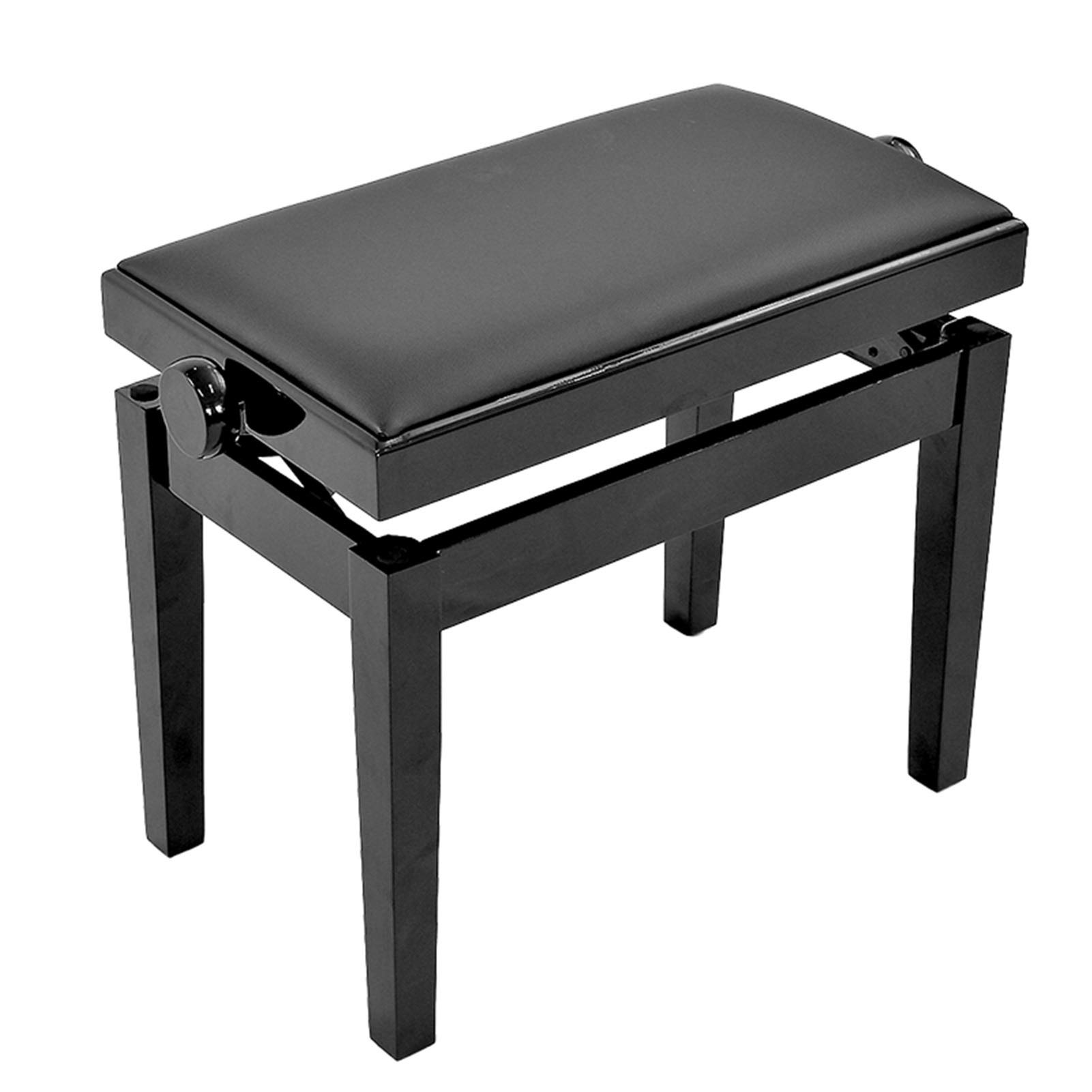 HMBB Padded Piano Bench with Storage - Adjustable Tufted Wooden Seat & Cushion for Music Books, Vanity Stool (Black) - Perfect for Piano Players, Home Decor & Bedroom Vanity