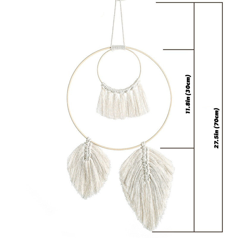 Bohemian Fringe Feather Macrame Dreamcatcher - Handmade Wall Hanging Decor for Bedroom, Nursery & Boho Home Decor | Perfect for Spiritual Healing, Meditation & Gift Giving