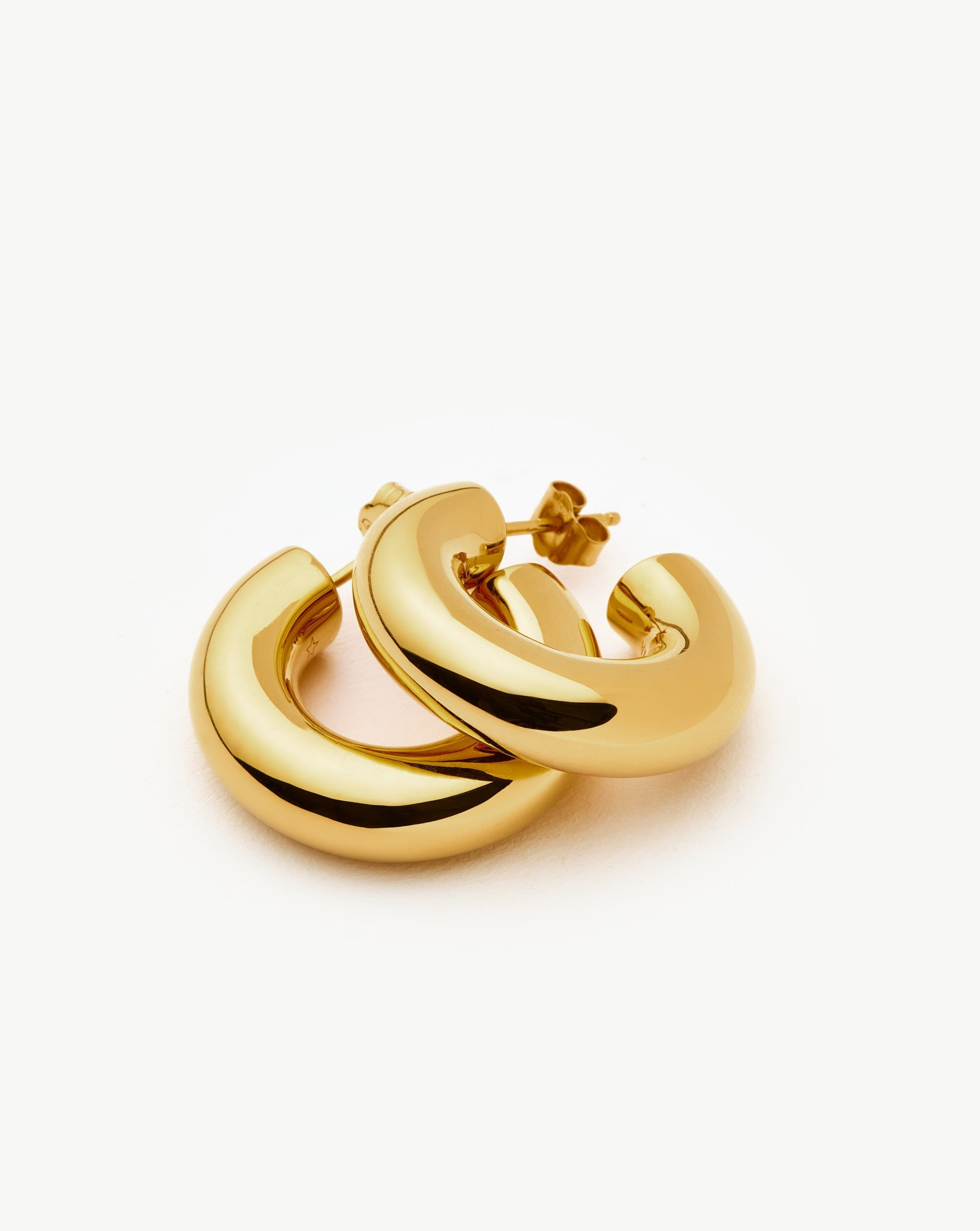 Chubby Medium Hoop Earrings 18k Gold Vermeil - Elegant Everyday Jewelry for Women, Perfect for Work, Date Night & Special Occasions