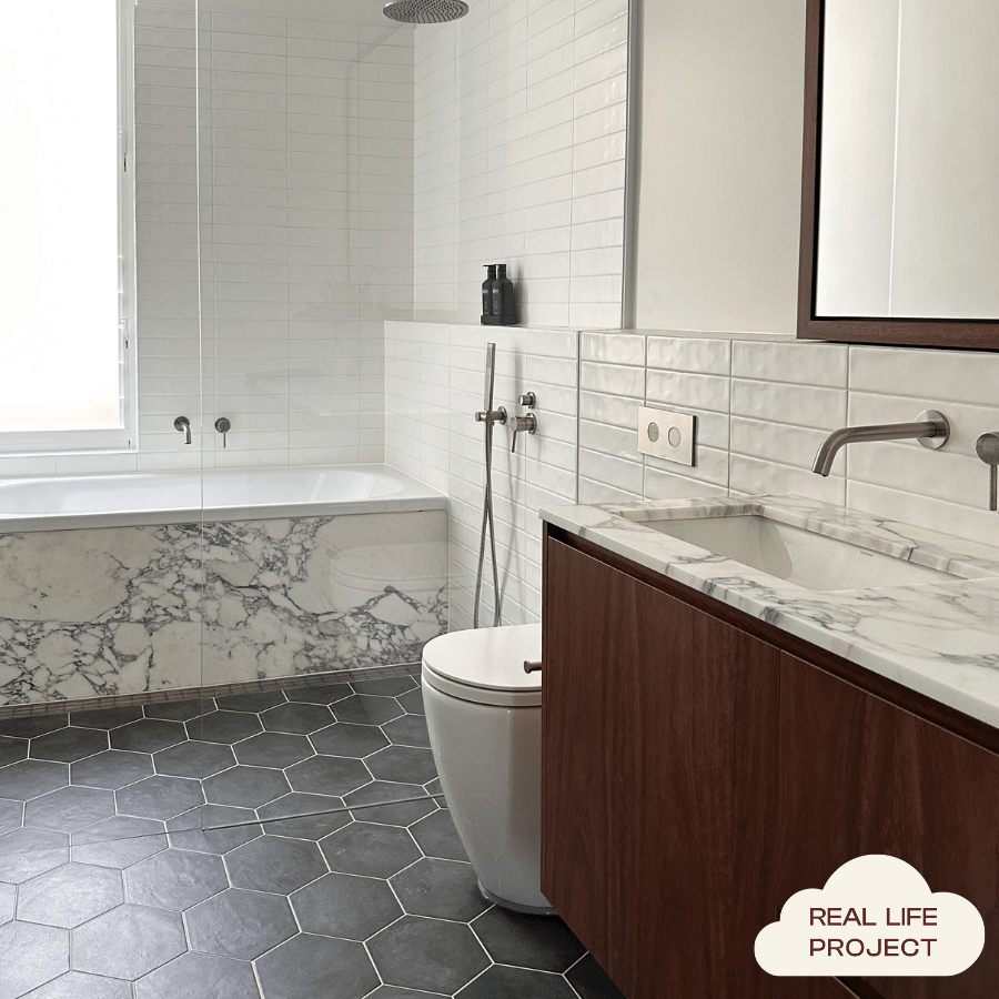 Premium Black Encaustic Look Hexagon Tile for Bathroom & Kitchen Flooring - Waterproof & Durable Ceramic Mosaic Tiles for Home Renovation