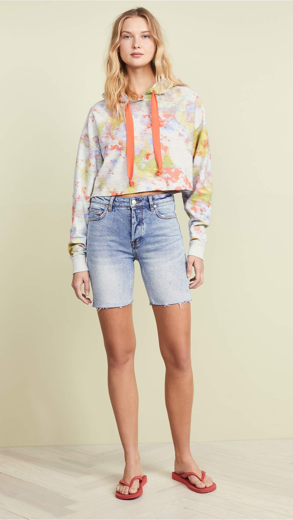 Free People Women's Avery Bermuda Shorts - Pacific Blue Wash, Size 27 | Casual Summer Shorts for Beach, Vacation & Everyday Wear