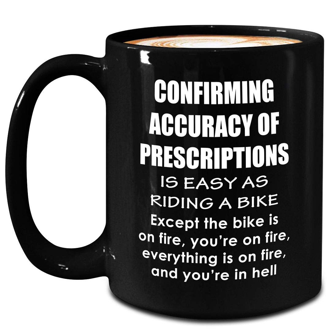 Funny Pharmacy Technician Mug - 15oz Black Ceramic Coffee Cup for CPhT, Pharmacist Assistant & Tech - Great NHA ExCPT Appreciation Gift - Perfect for Office Use, Coffee Breaks & Medical Humor