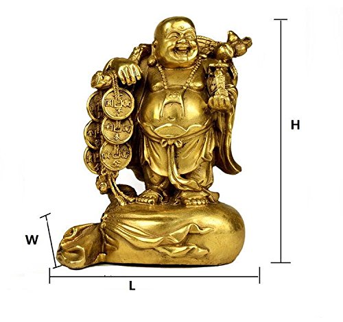 Premium Brass Maitreya Buddha Statue - 9.8 Inch Feng Shui Decor for Home & Office, Lucky Buddhist Sculpture for Meditation, Wellness & Positive Energy