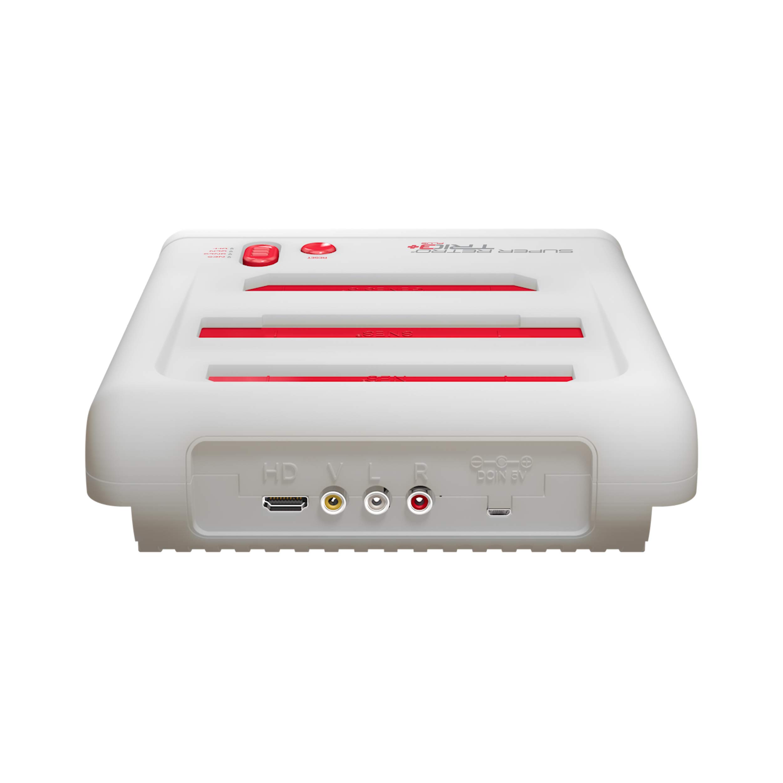 Retro-Bit Super Retro Trio HD Plus 720P 3-in-1 Gaming Console with HDMI Port - Compatible with NES, SNES & Sega Genesis Cartridges (Red/White) - Perfect for Classic Gaming Enthusiasts & Retro Game Collectors