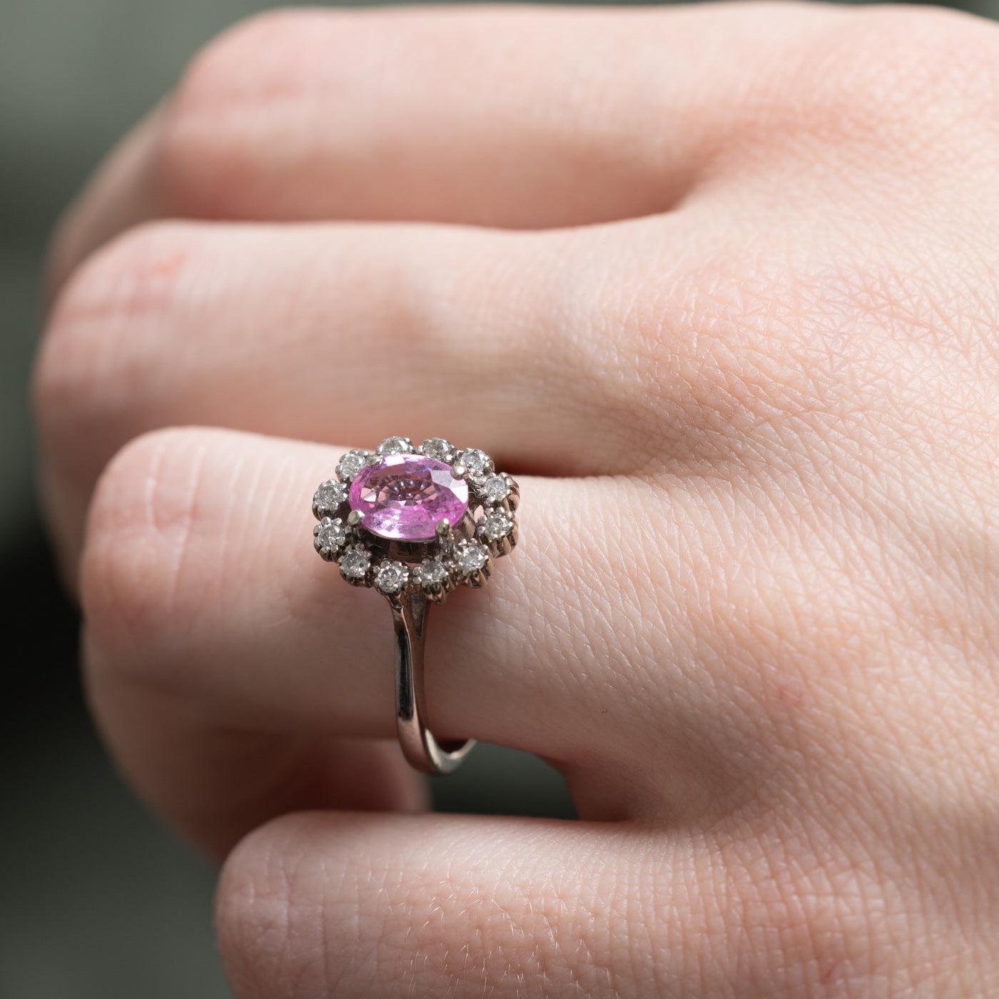 Pink Sapphire & Diamond Halo Ring 0.96ct 0.18ctw Size 5.75 - Elegant Engagement Ring for Women, Perfect for Weddings, Anniversaries & Special Occasions