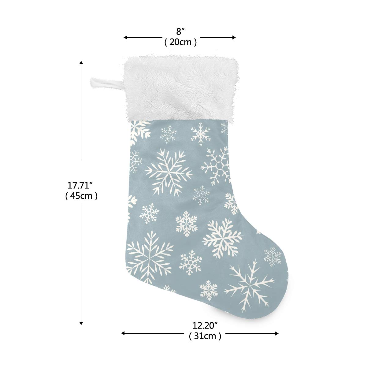 Vikko Seamless Snowflakes Blue Christmas Stocking - 17.7 Inch Classic Velvet Plush Santa Stocking Hanging Decorations for Fireplace, Bed, Stairs, Xmas Tree - Perfect for Holiday Parties & Festive Home Decor - Set of 2