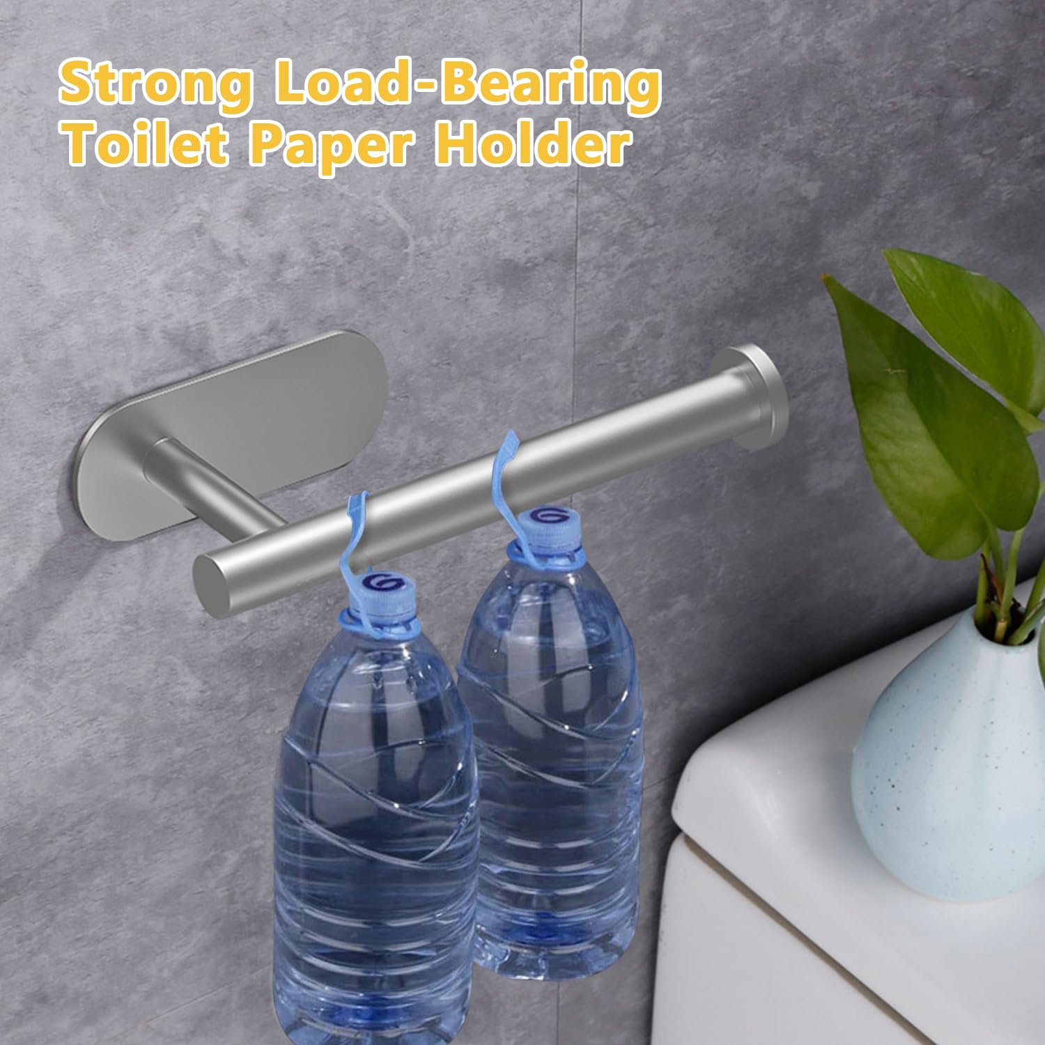 Stick-On Toilet Paper Holder - No Drill Bathroom & RV Paper Roll Holder - SUS304 Stainless Steel - Self Adhesive Mount - Silver Finish - Perfect for Small Spaces, Apartments, Campers & RVs