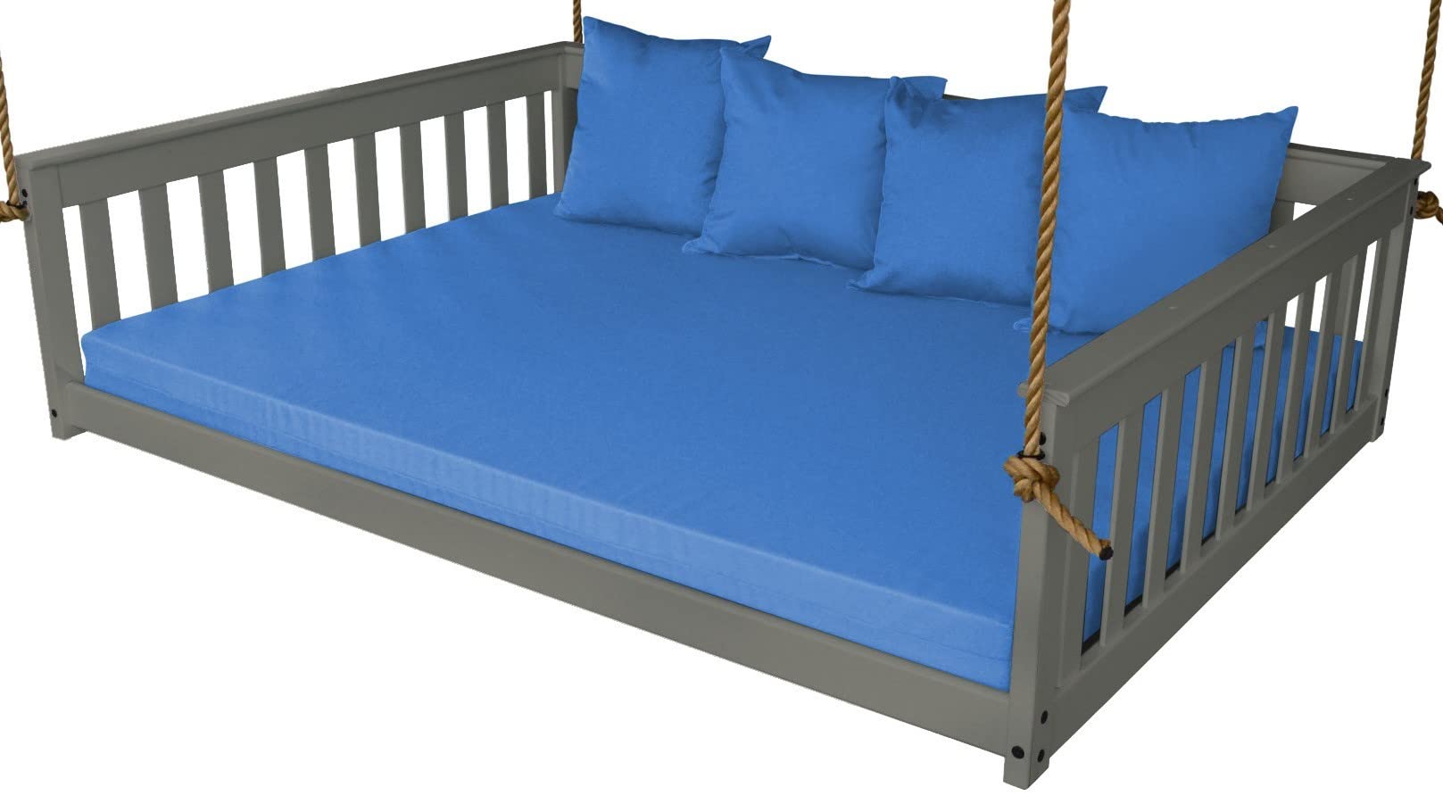 Pine Twin Mission Hanging Daybed with Rope in Graphite - Indoor/Outdoor Boho Style Swing Bed for Porch, Patio, or Bedroom - Furniture Barn USA