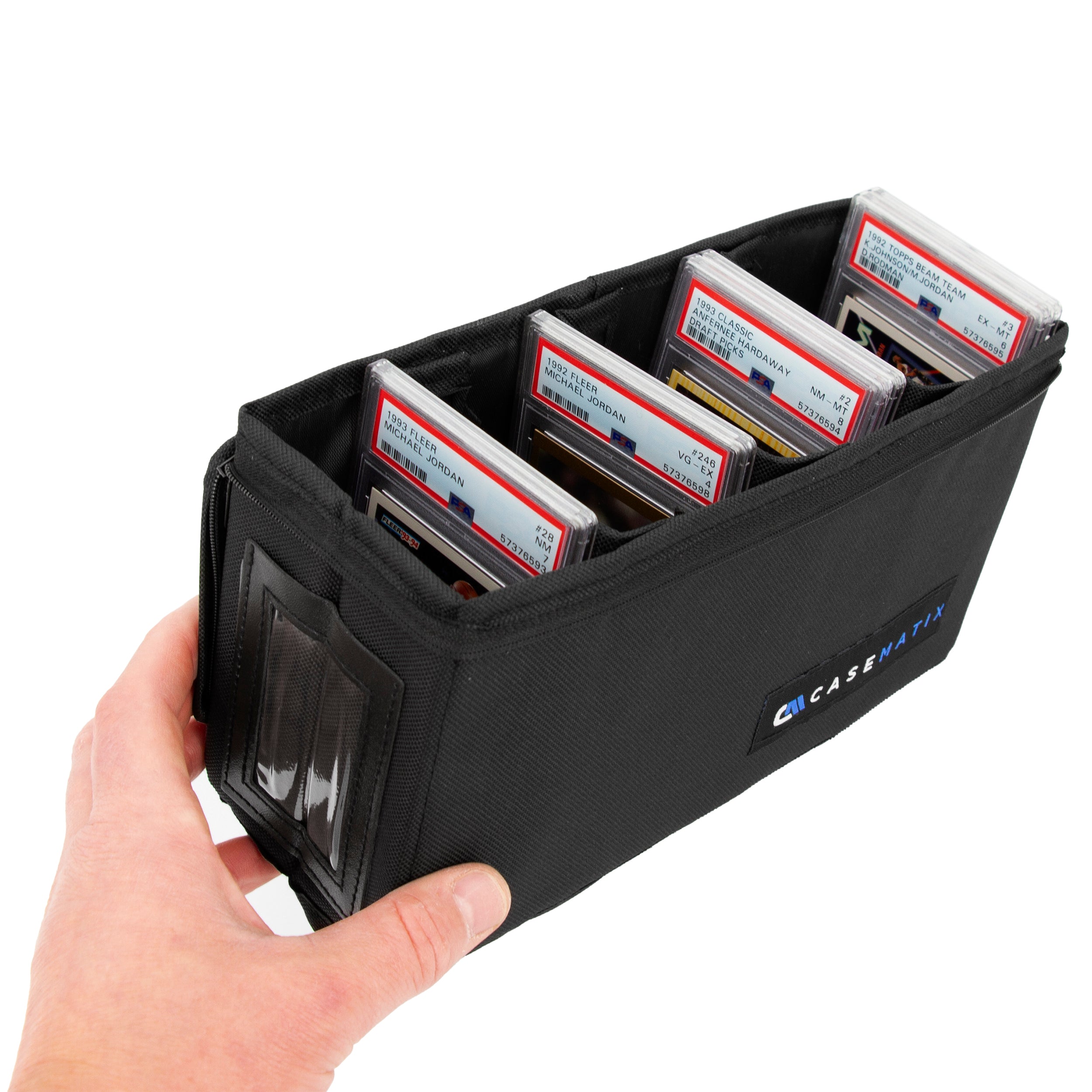 CASEMATIX Light Duty Graded Card Case - Holds 30 BGS PSA Graded Sports Trading Cards, Collapsible Slab Storage Box with 3 Dividers - Perfect for Collectors, Card Shows & Home Display